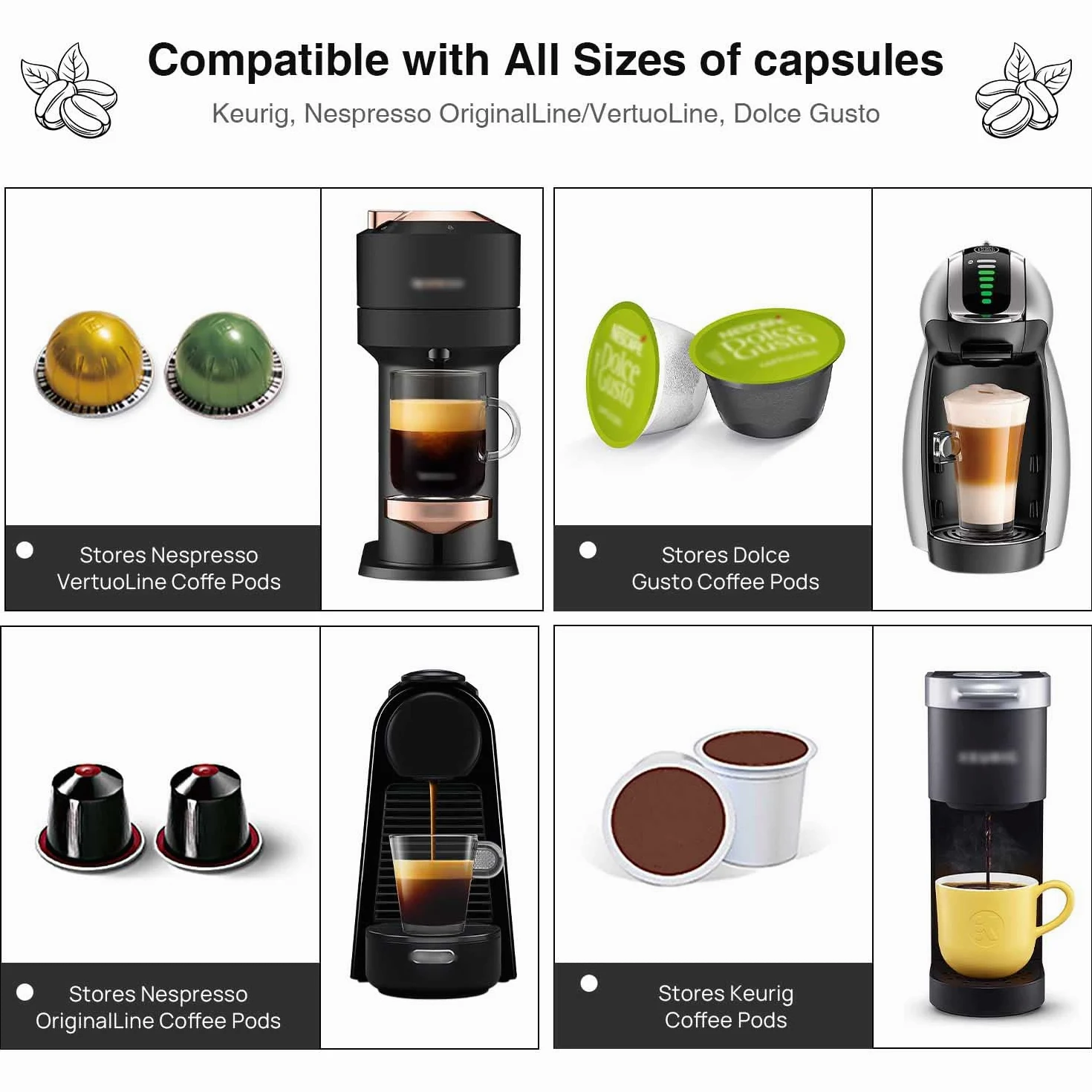 Compatible con Nespresso Vertuoline Cápsulas de café Soporte de 10 unidades para color blanco