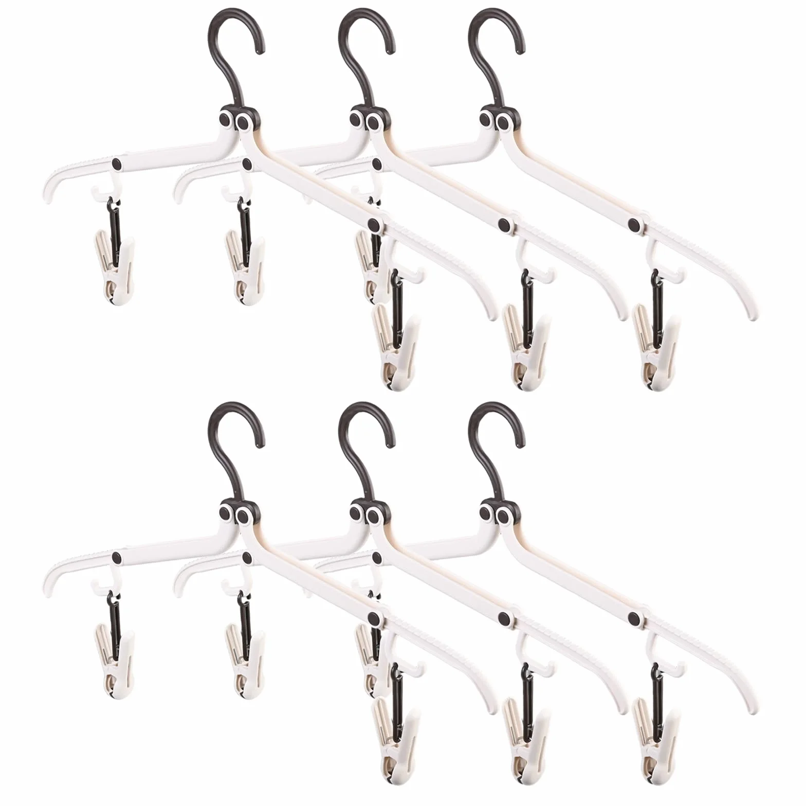 Perchas Plegables, 6 Perchas Portátiles con Pinzas, para Acampar Y Viajar (Beige + Marrón)
