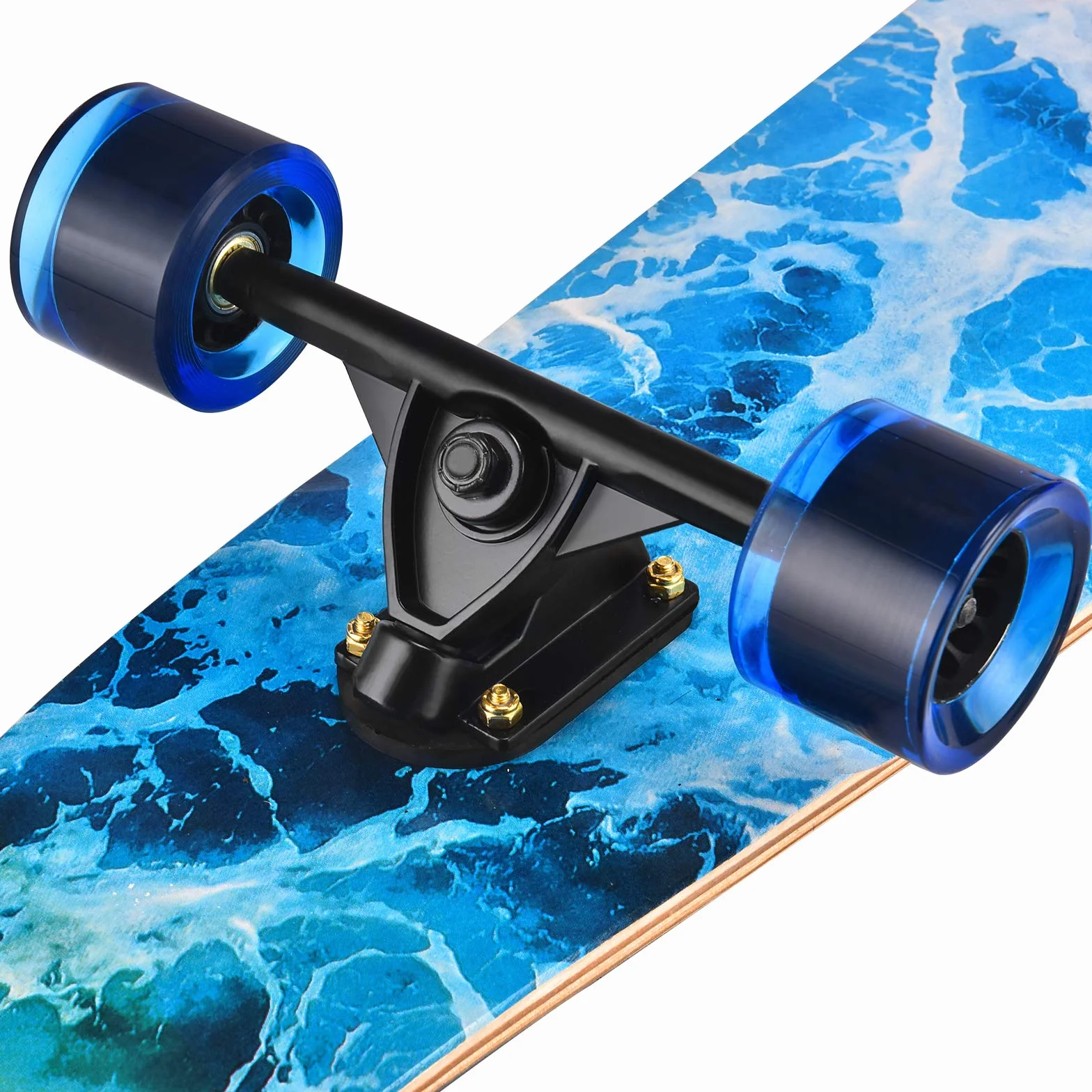 Monopatín Longboard Completo 42 Pulgadas Arce Artesanal Crucero Tallado Estilo Libre Cuesta Abajo