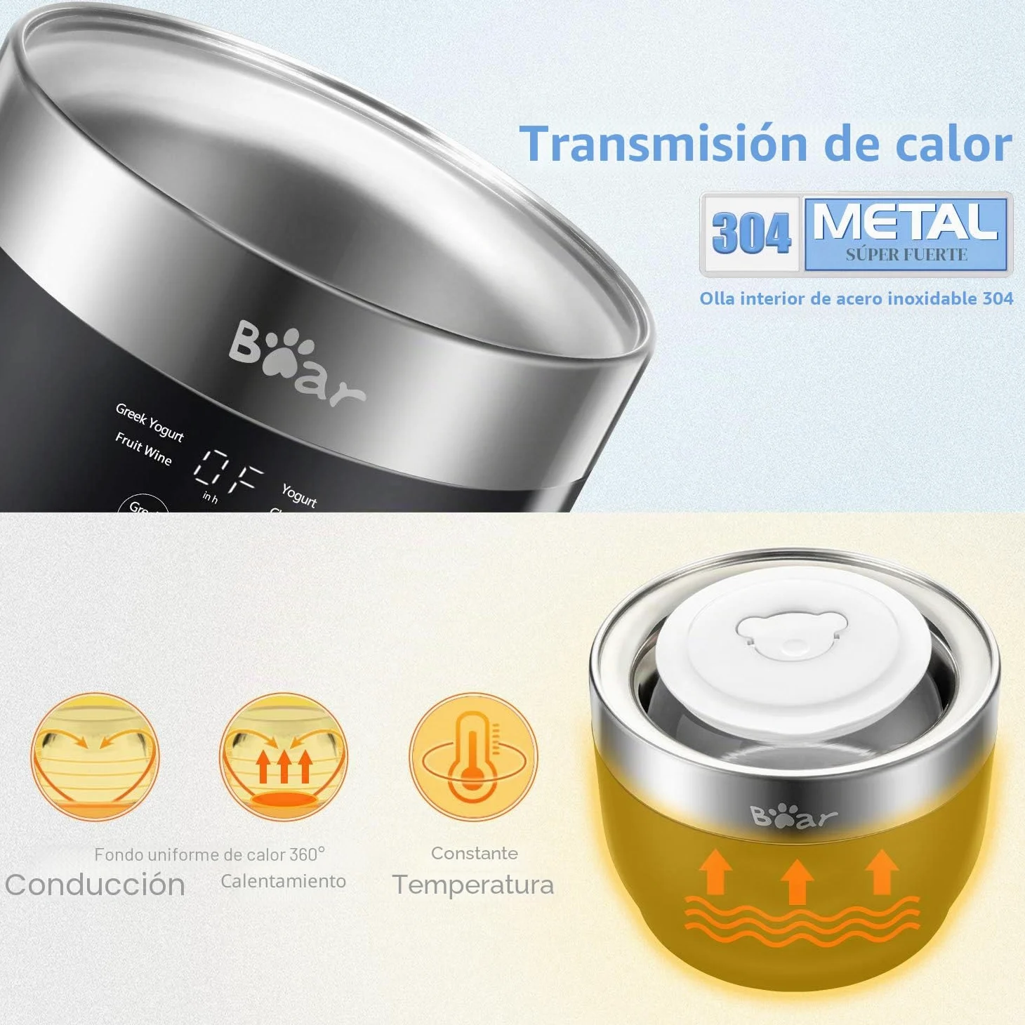 Máquina automática de yogur digital con olla interior de acero inoxidable, 2 tarros de vidrio (1 cuarto de galón) y colador para yogur orgánico en el hogar, color negro