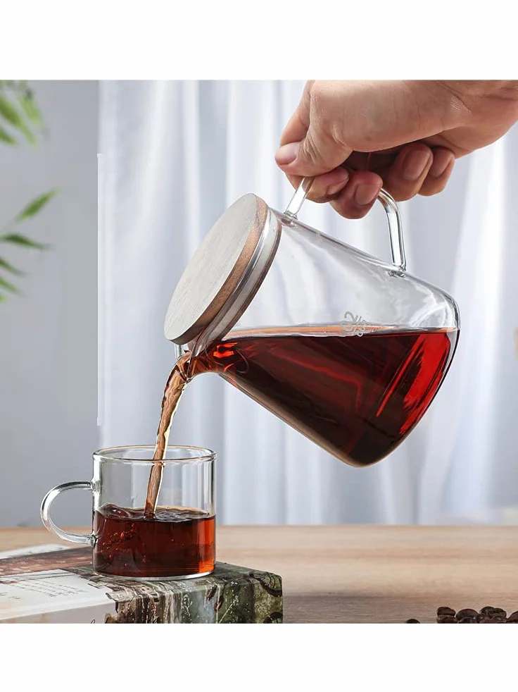Cafetera de Cristal, Jarra de Cristal con Tapa, Cafetera Jarra Térmica para Zumo, Té, Café o Agua (300 ml)