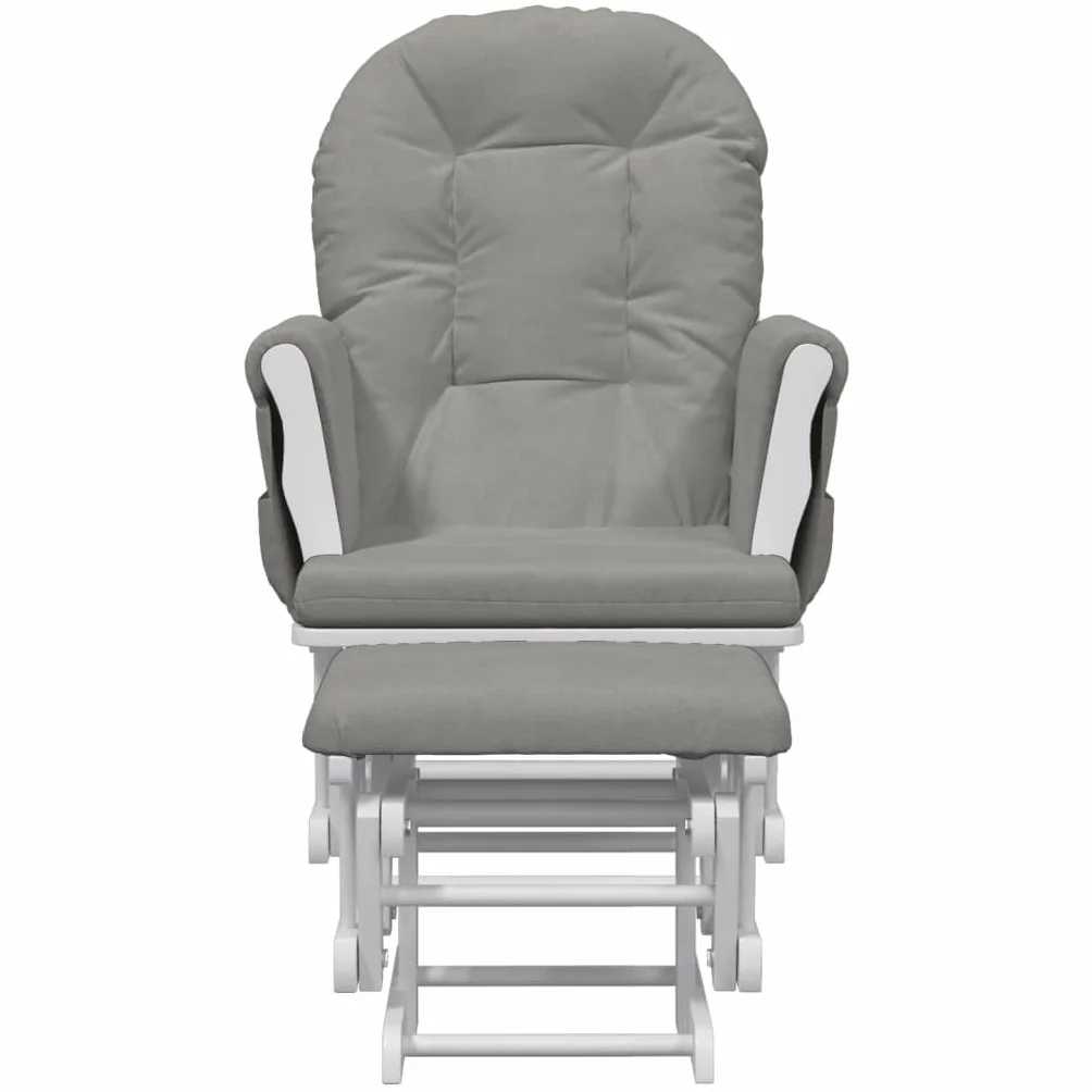 vidaXL Sillón de Lactancia con Taburete Tela Gris Claro