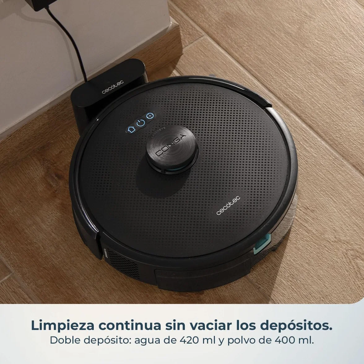 Cecotec Robot Aspirador Conga M70 Genesis. Navegación Láser, Motor Ungravity con 20000Pa, Aspira, Barre, Friega y Pasa la Mopa, Cepillo de Silicona, Doble Depósito, App 3.0, Cubre hasta 180m²