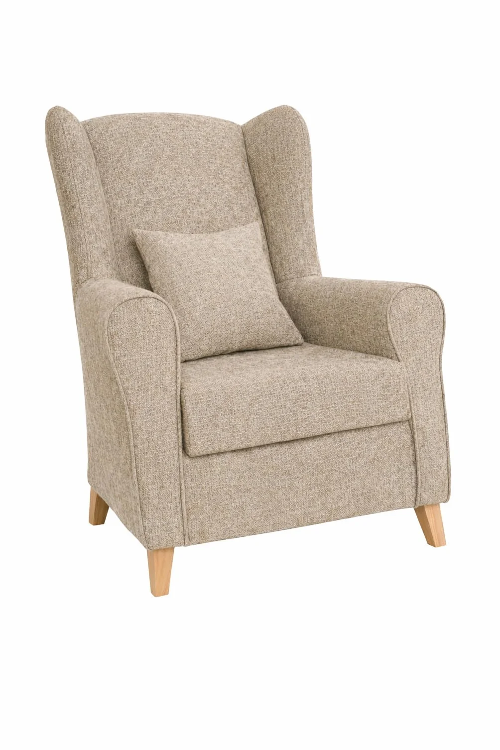 Sillón Orejero para Salón y Dorrmitorio + Cojín Decorativo | Butaca Lectura | Sillones Orejeros con Tela Antimanchas | Fácil Limpieza y Diseño. (MARRÓN)