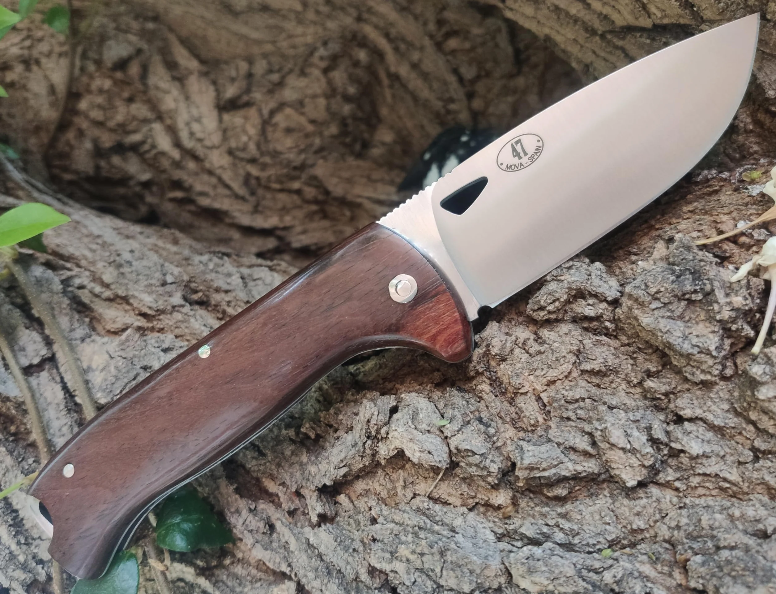 JEO-TEC Nº47 Navaja de supervivencia caza monte bushcraft Acero MOVA 58 Funda Fabricado en España