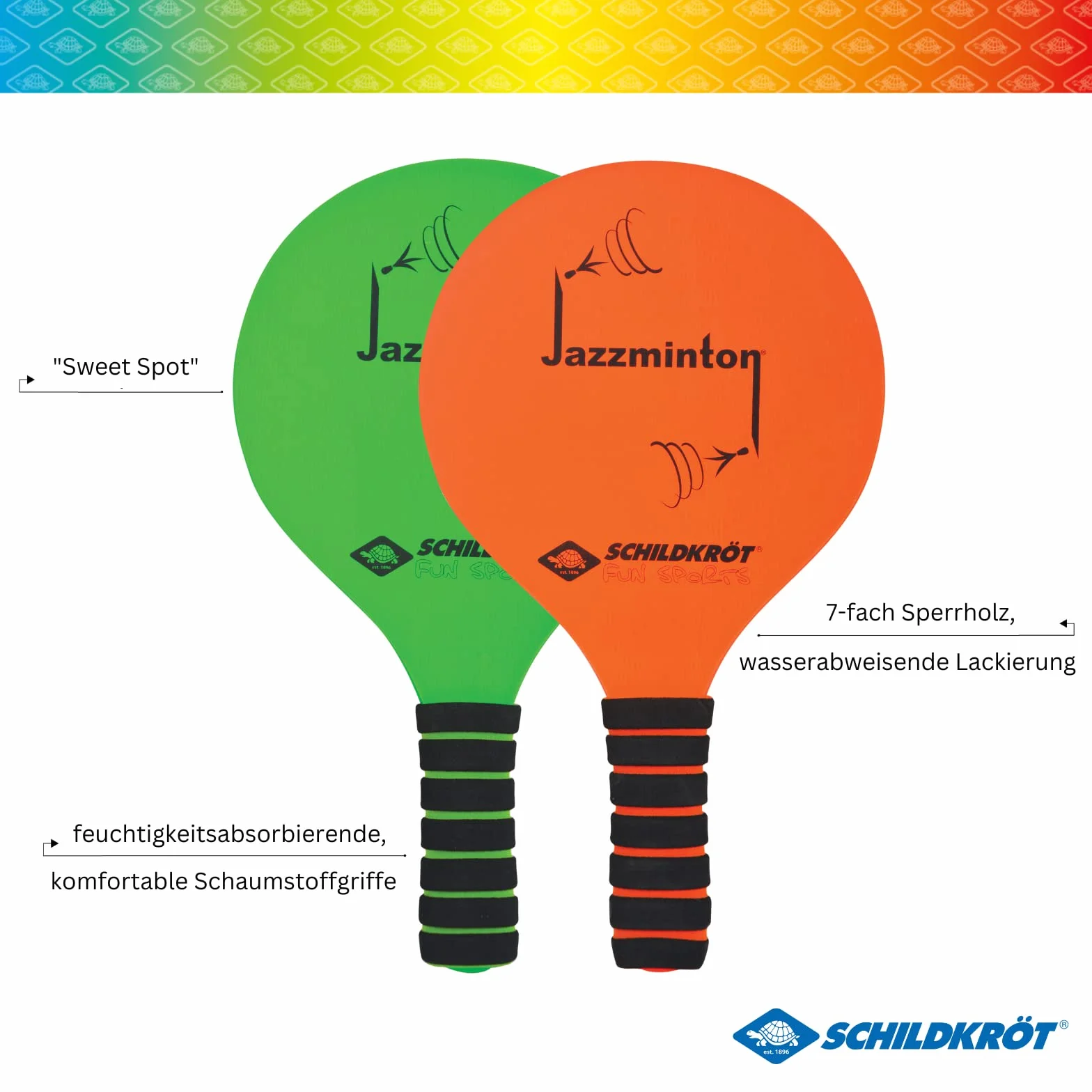 Schildkröt Jazzminton 970155 - Juego de 2 Raquetas, 3 Bolas LED para Jugar por la Noche, Juego de Bolas de Playa, Gran diversión para jóvenes y Mayores