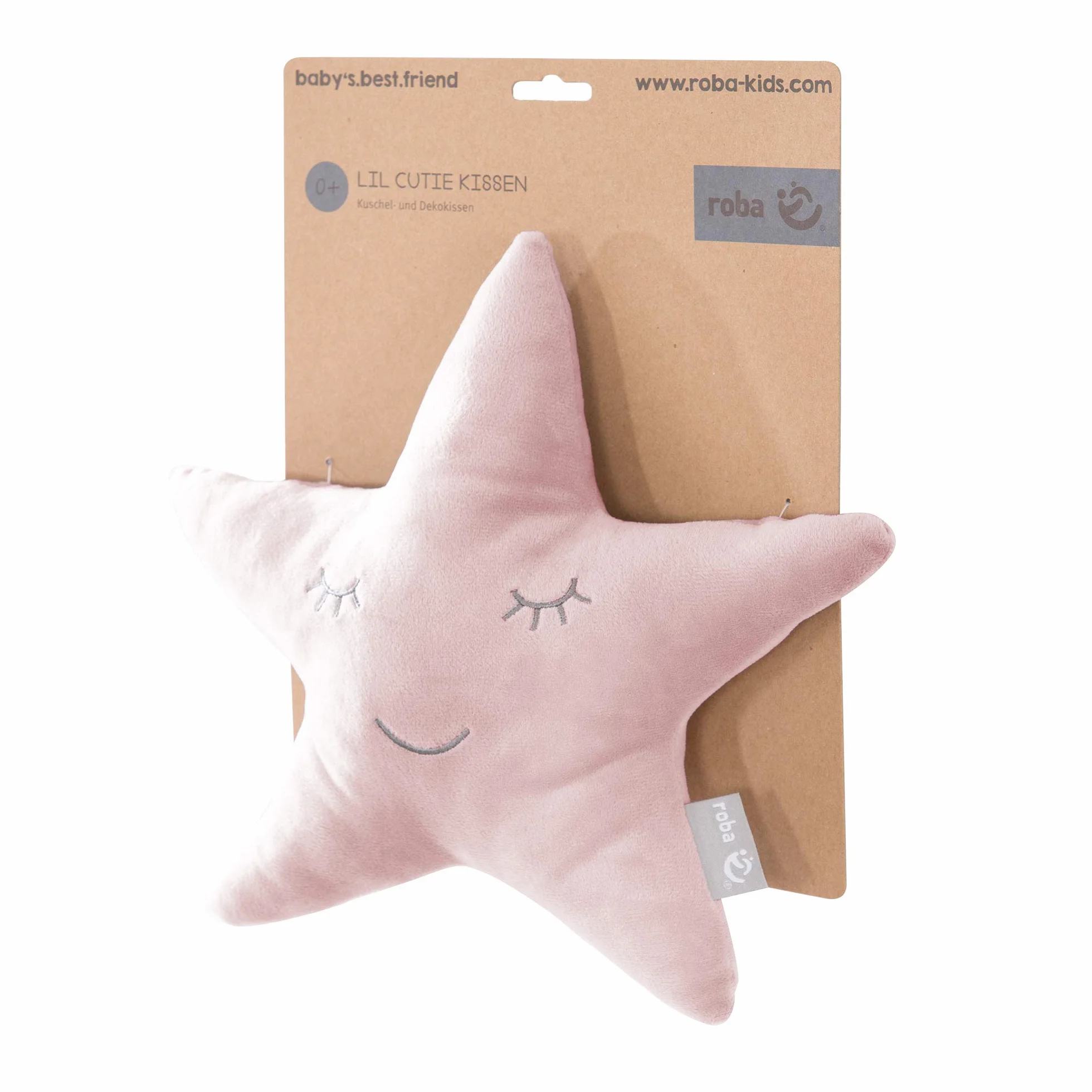 roba Cojín Decorativo en Forma de Estrella para Habitación Infantil - Cojín de Peluche - Cara Bordada - Rosa / Lila