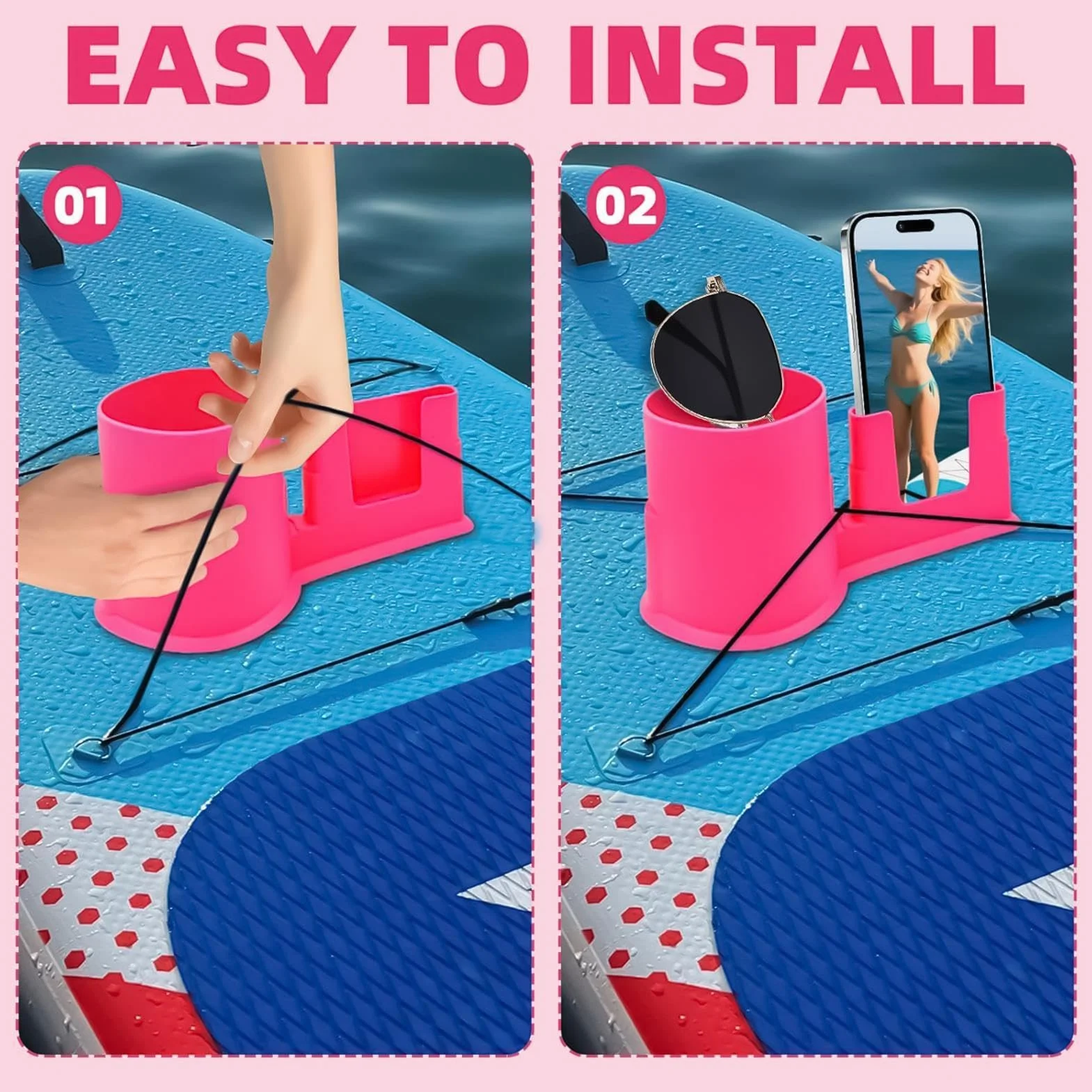 Portavasos Paddleboard Giratorio Antideslizante Universal 2 en 1, Soporte de Móvil para Canoa Paddle Surf