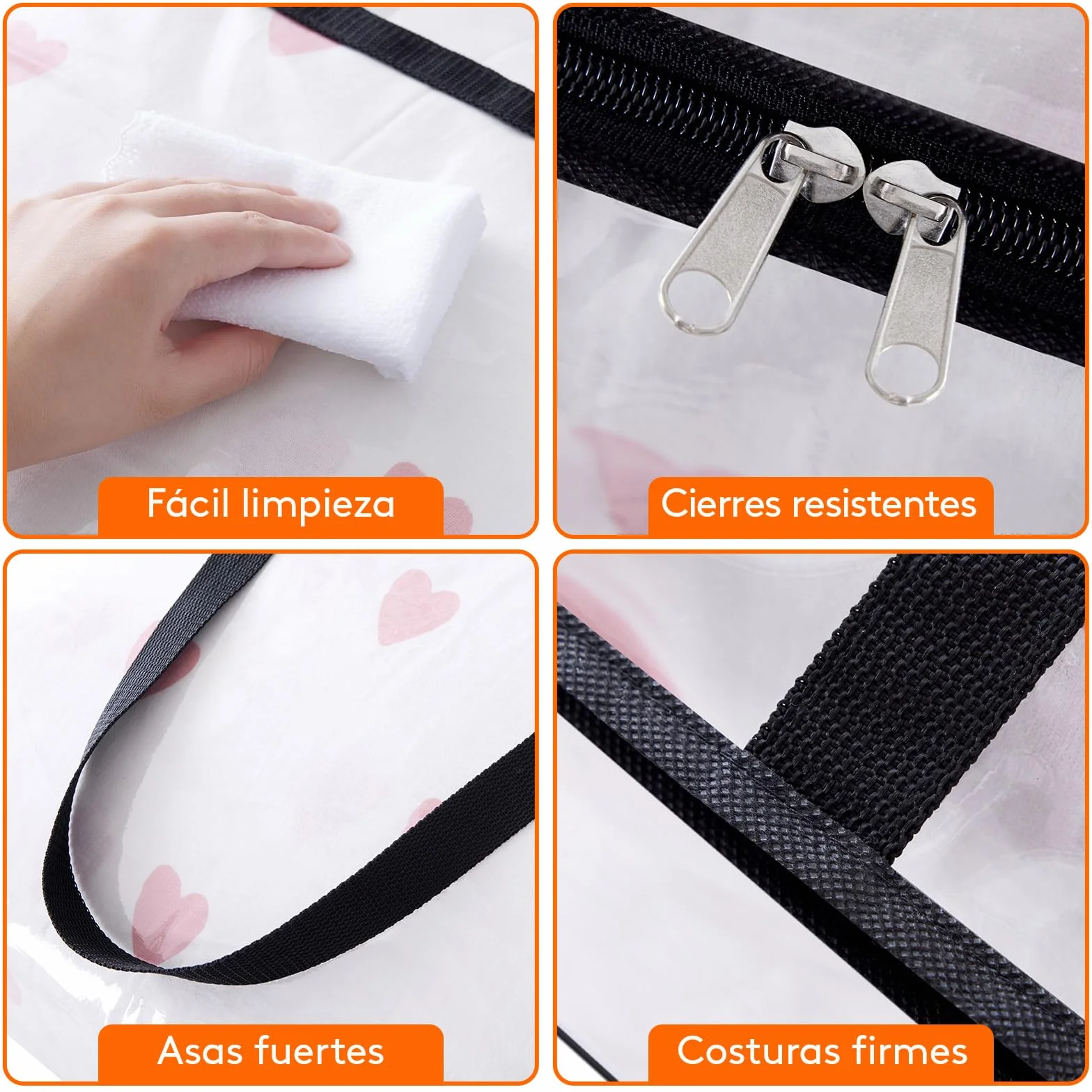 Lifewit 4 Piezas Bolsas para Guardar Ropa Transparentes 40L, Bolsas Almacenaje Ropa Plegable de PVC, Cajas Almacenaje con Asas, Organizador Armario para Mantas, Ropa, Juguetes, Mudanza, Libro