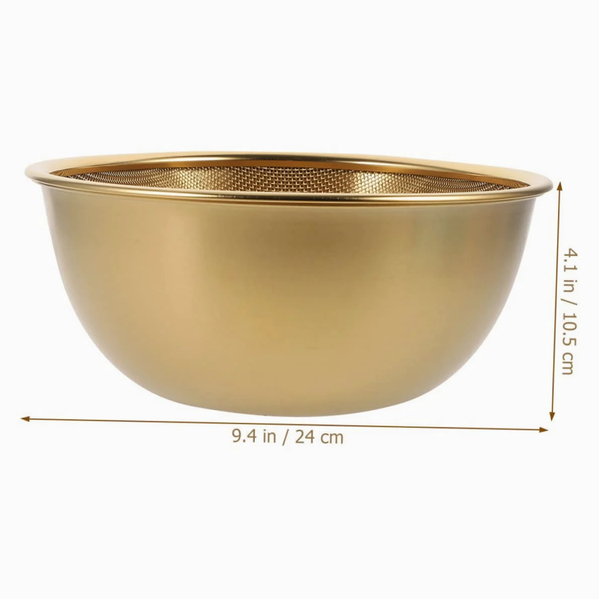 Alipis Colador Escurridor De Arroz y Verduras Acero Inoxidable 24 Cm Multifuncional Cesta Drenaje Hogar Conjunto 2 Piezas Color Dorado Para Cocina y Lavado Diario