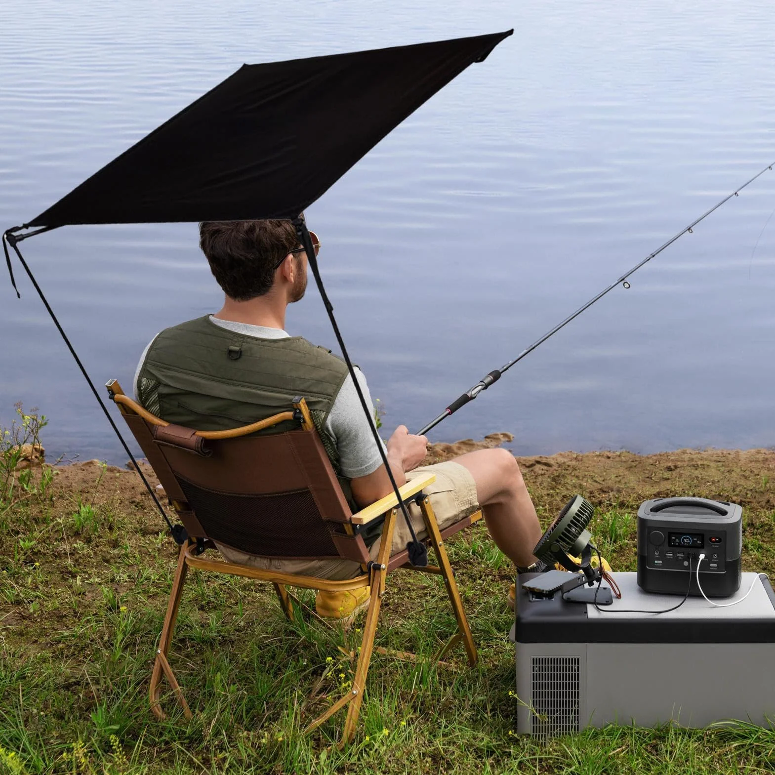 Toldo Plegable De Silla Parasol Cubierta Solar para Playa, Pesca, Senderismo, Jardín