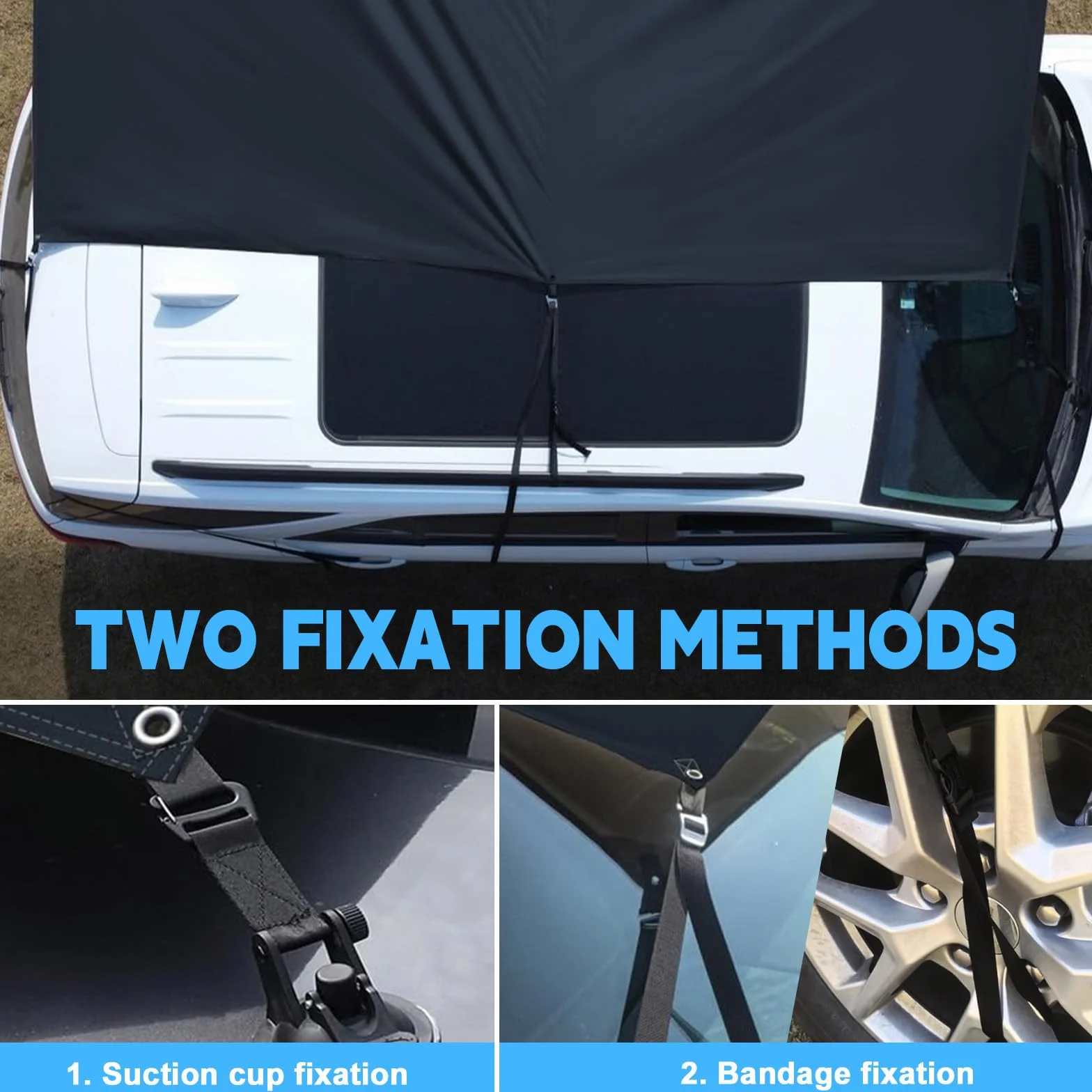 Toldo para caravana 9x16 pies impermeable protector solar refugio lona camping poste negro