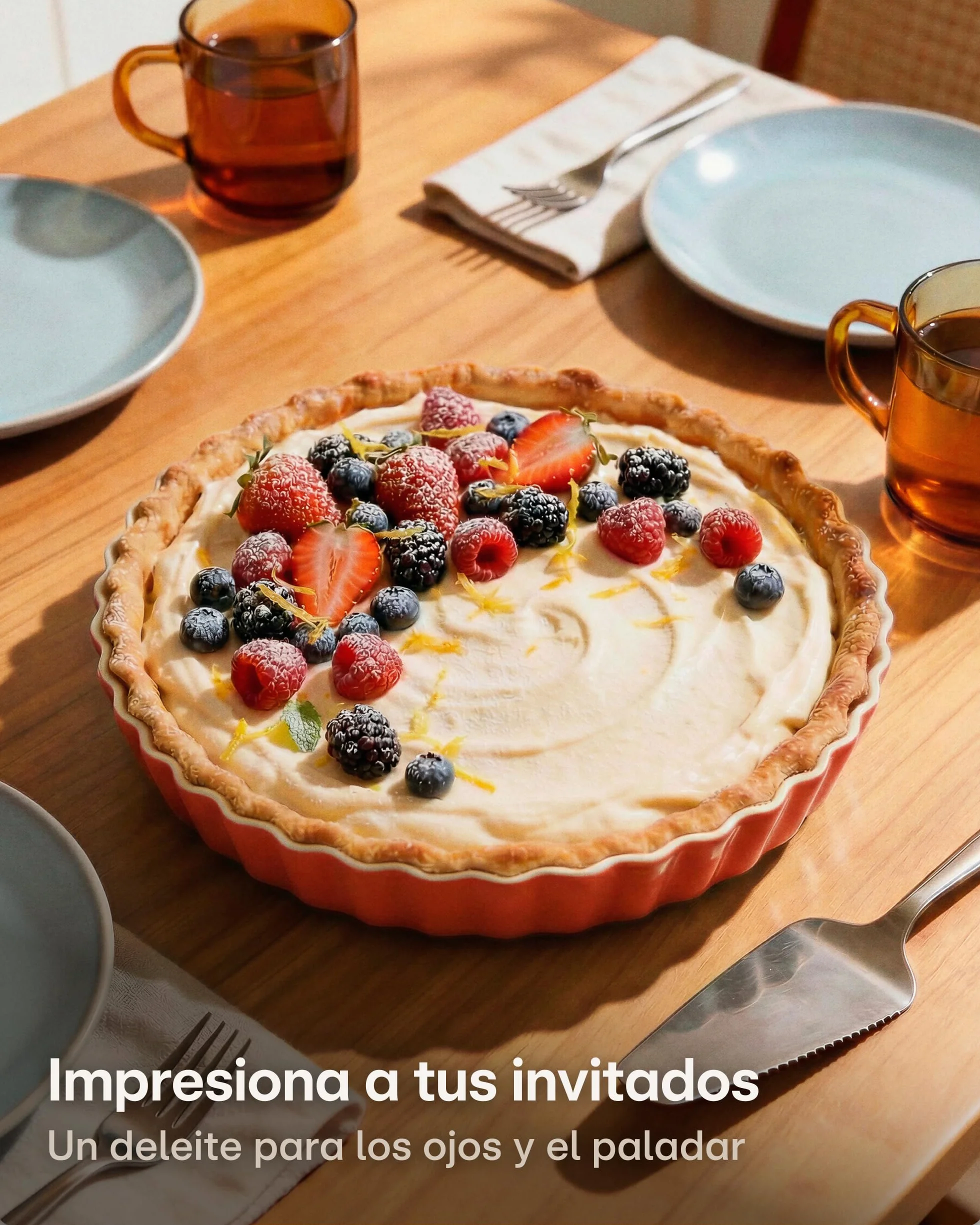 Praknu Molde para Quiche y Tarta - ø 28 cm Pie Dish - Con Revestimiento Antiadherente - Resistente a Cortes y Rayones - Fácil de Limpiar