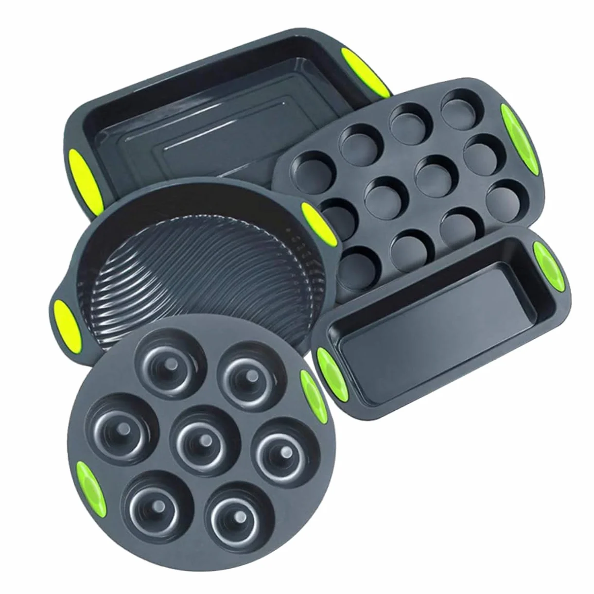 Kit de Moldes de Silicona para Hornear, 5 Piezas, para Pasteles | Silicona, Resistente al Calor y Fácil de Limpiar, Uso en Cocina y Horneado, Formato Práctico para Casa