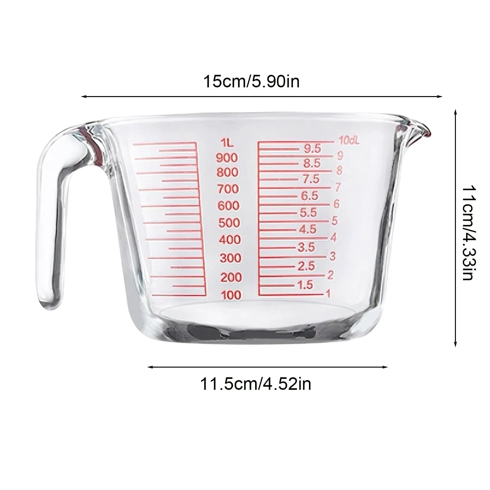 Vasos Medidores De Vidrio Recipiente De Medición Transparente Y Portátil | Vasos Medidores De Vidrio Para Líquidos Para Horno Lavavajillas Medición Preparación Horneado Cocción Cocina Hogar Casa