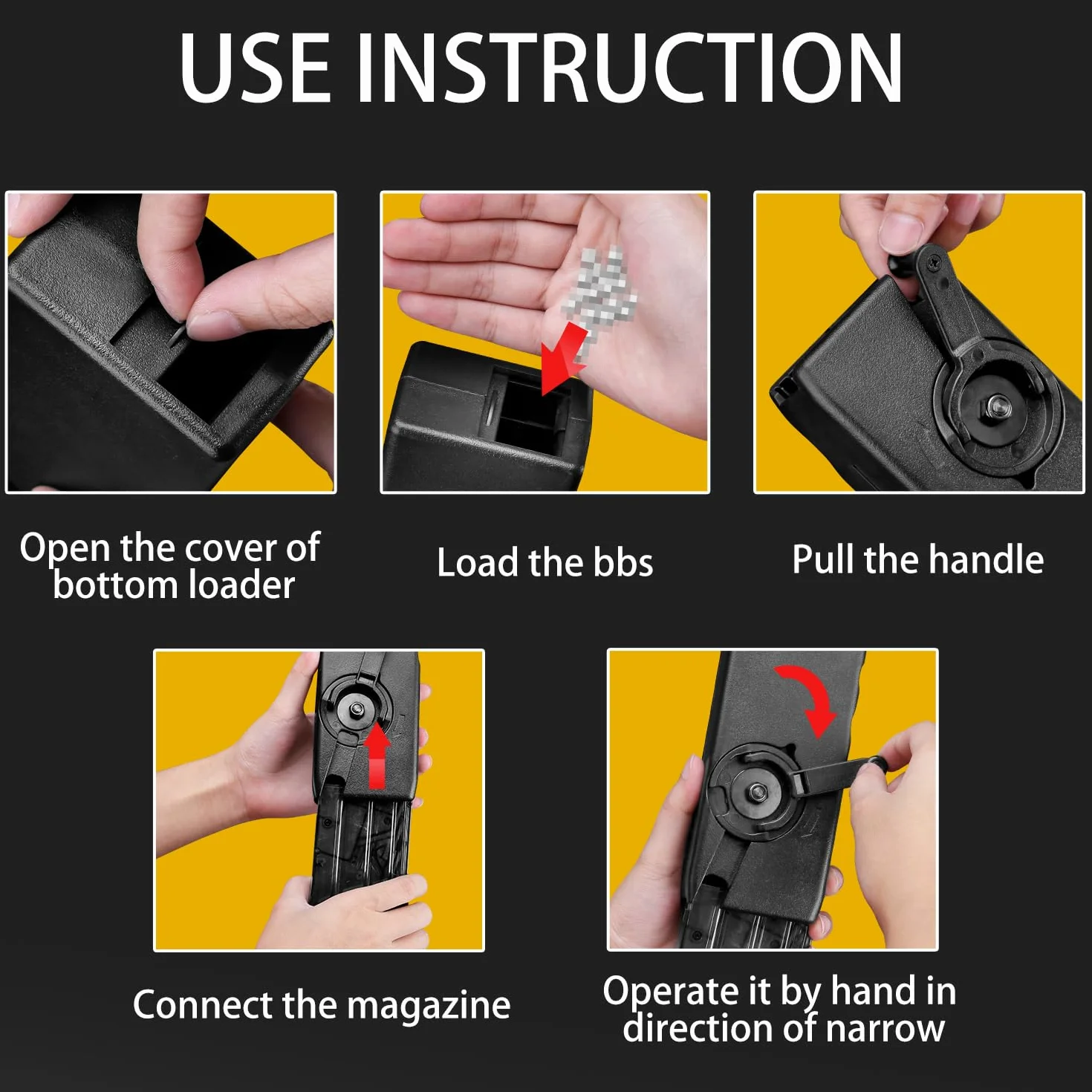 Airsoft Speed Loader 1000 Rondas Manivela BBS Cargador M4 Quick Loader Cargador Rápido 6 MM Tactical Magazine Pouch