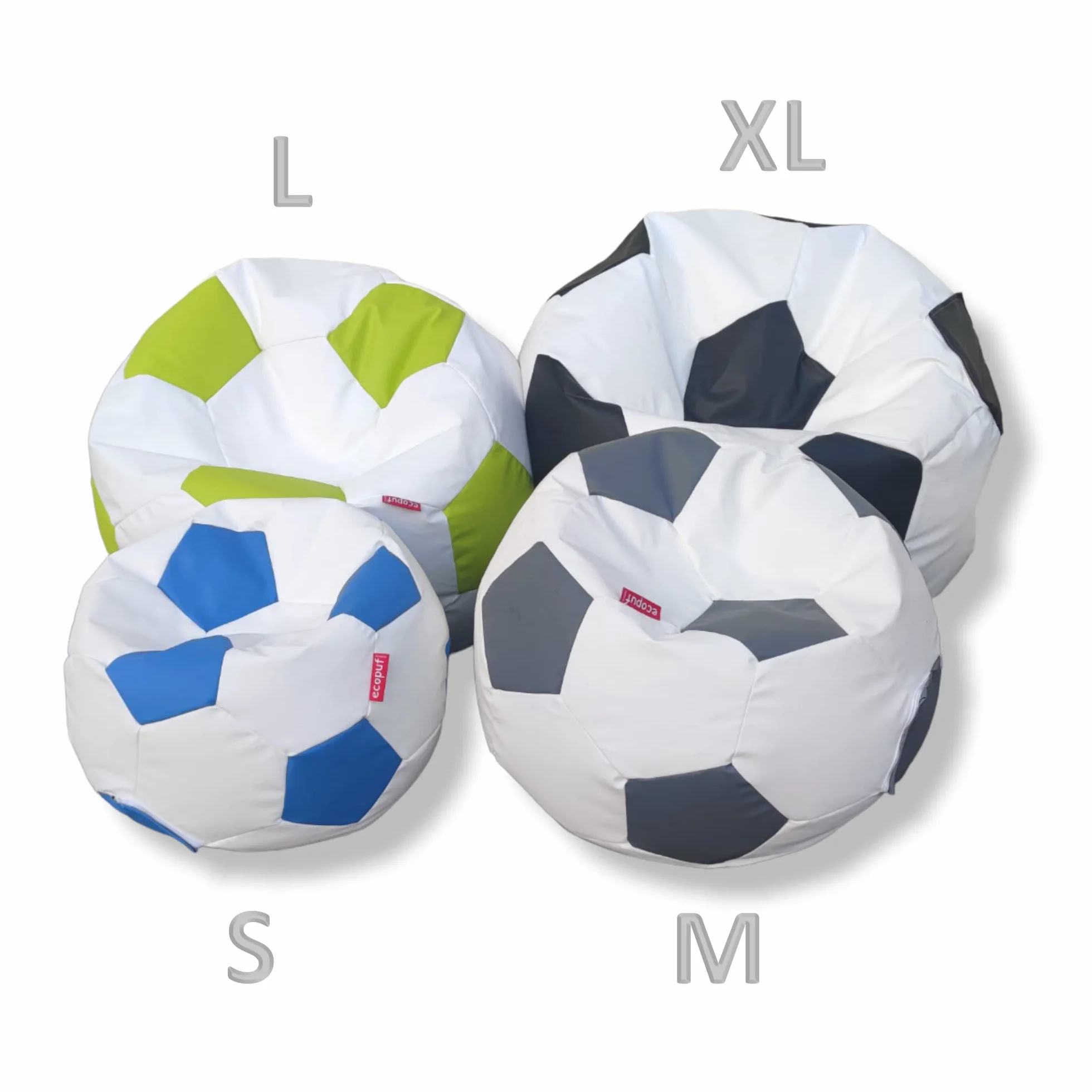 Ecopuf Beanbag Ball - Bean Bag Ball - Beanbags para Juegos de Bolsa - Accesorios para Fútbol Sala de Niños - Eco-Cuero - 90x55cm, Negro E14
