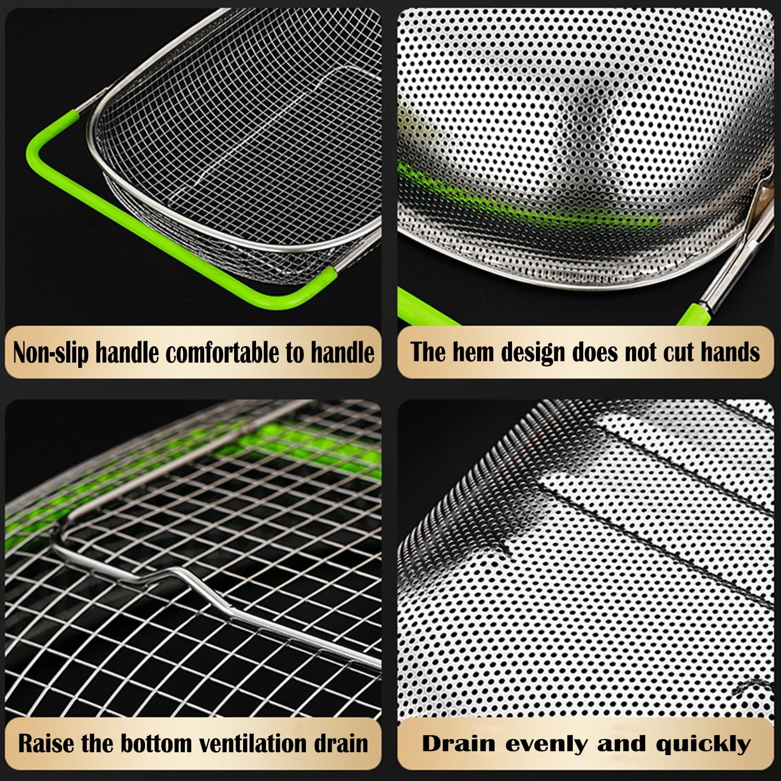 Colador Extensible Sobre el Fregadero(38-54cm), Cesta de Drenaje de Malla Fina de Acero Inoxidable para Cocina, Drenaje de Pasta, Lavado de Verduras, Arroz, Frutas y Almacenamiento de Platos-Verde