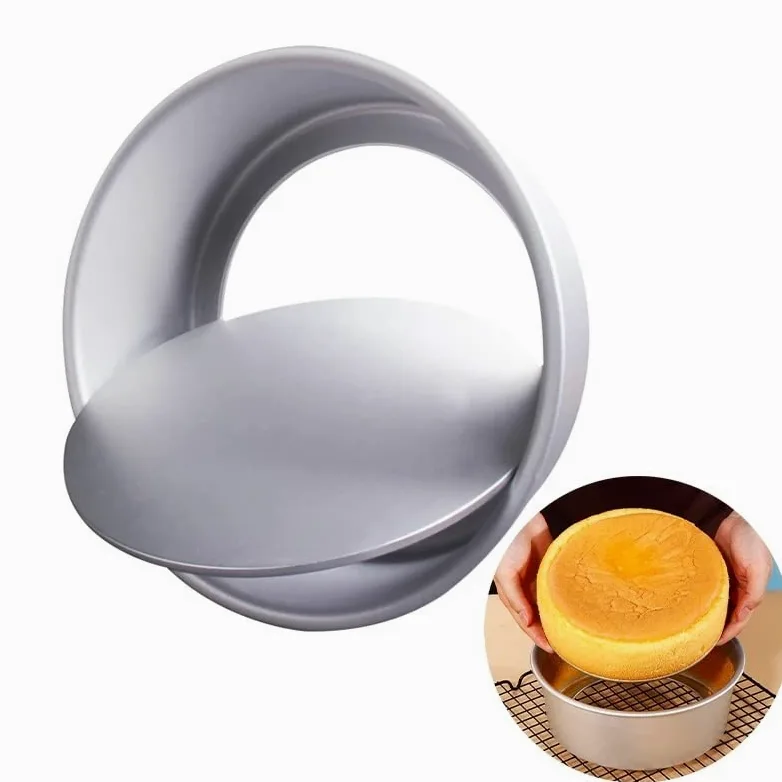 Juego de moldes para pasteles redondos de 4/6/8 pulgadas con parte inferior extraíble Juego de moldes para pasteles de gasa de aleación de aluminio Herramientas de latas para pasteles redondos de 3 n