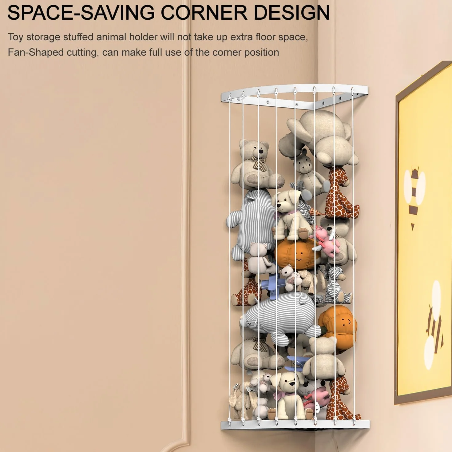 HEYOUTH Organizador Peluches Metal,Estantería Colgante Ajustable para Peluches,para Sala de Juegos, Dormitorio, Habitación de Los Niños (2PCS*White)