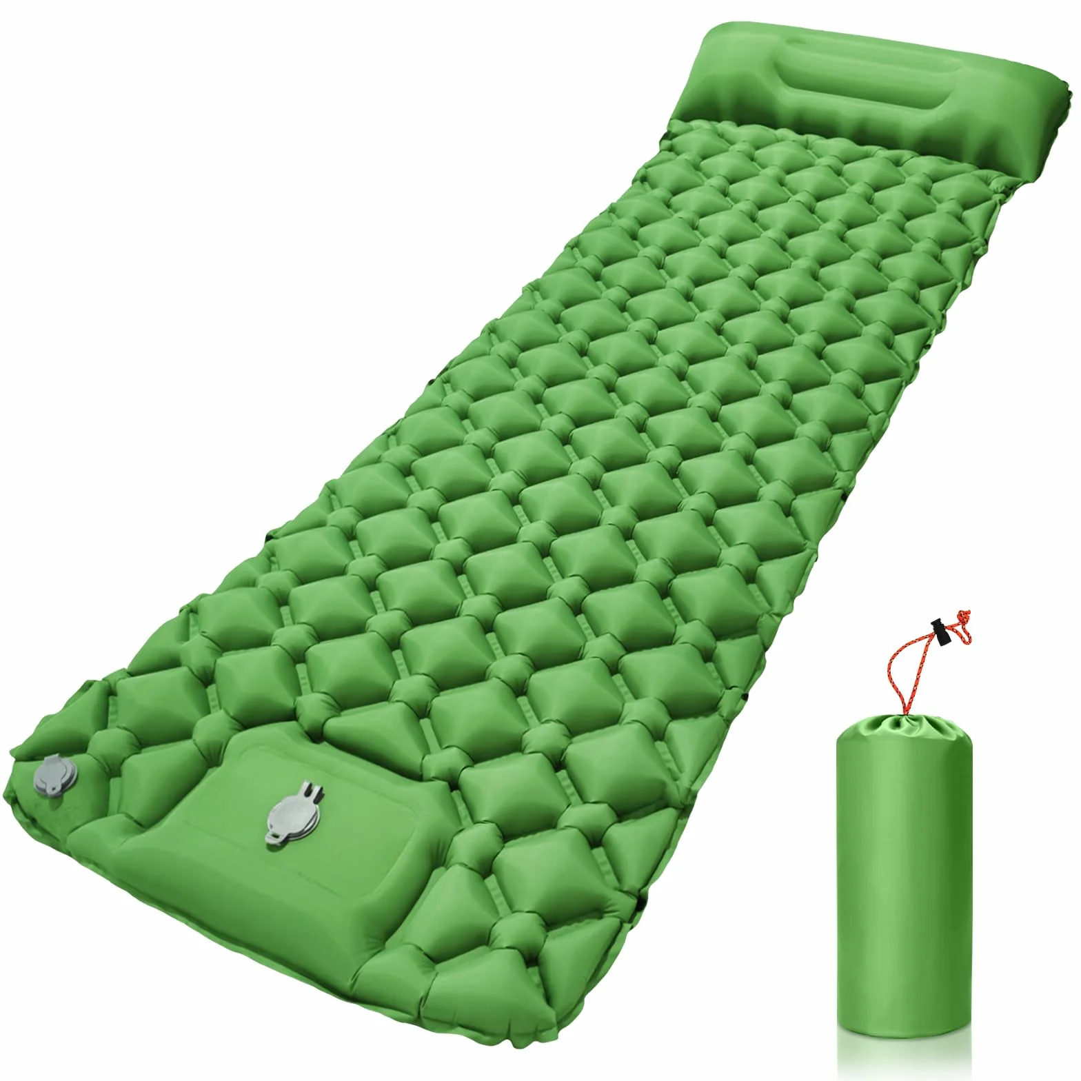 Colchón Autoinflable para Camping Impermeable con Bomba de Pie y Almohada Ultraligera Portátil
