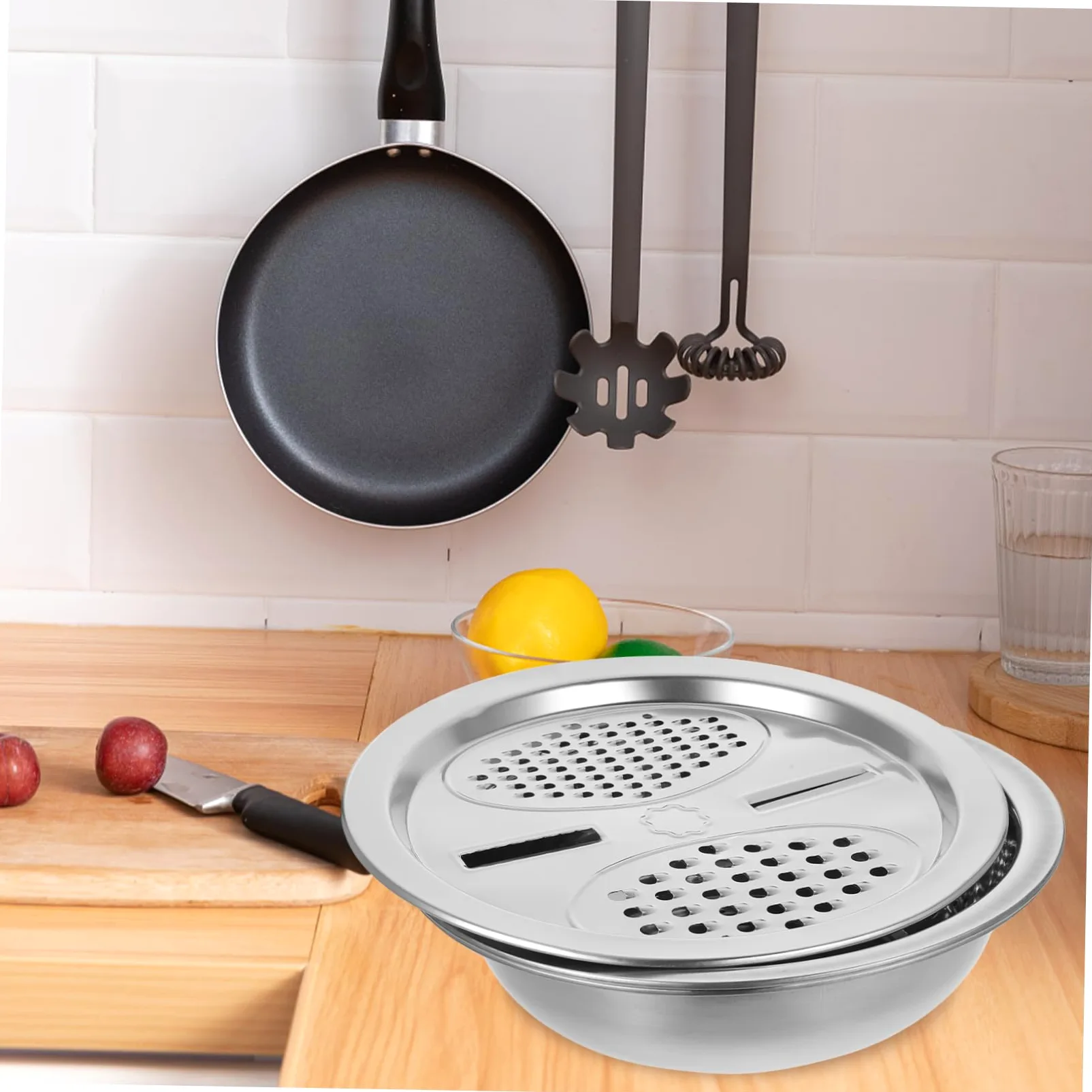 Colador Varios estilos Diseño de Drenaje Acero Inoxidable 3 Piezas de Apto para Lavar Frutas y Amasar Masa, Utensilio Multifuncional para Cocina para Uso Diario