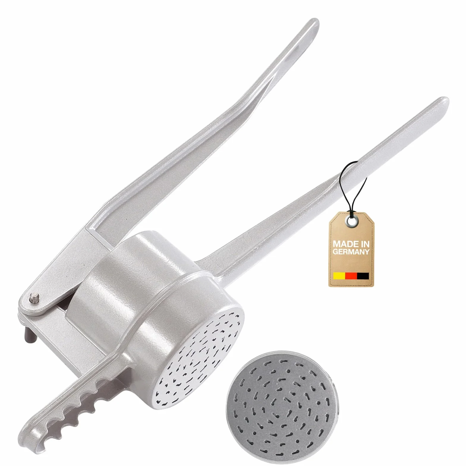Westmark Prensa para pasta / patatas, con perforación tradicional para Spätzle como hecha a mano, Aluminio fundido a presión, Longitud: 41 cm, Spätzlechef, Plateado, 61202260