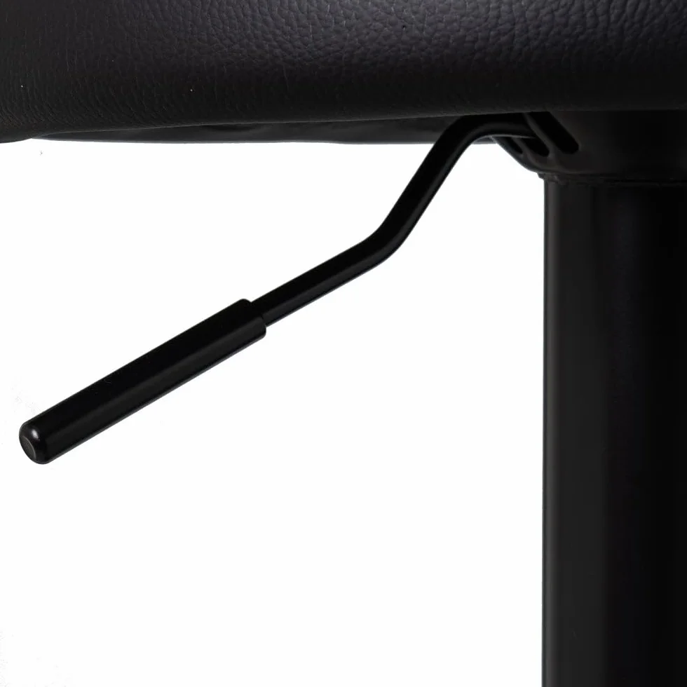 LOLAhome - Taburete de Cocina Giratorio en 360°, Silla de Bar Regulable en Altura de 72 a 92 cm, con Respaldo de Polipiel, Estructura Metal Negra y Reposapiés, Negro