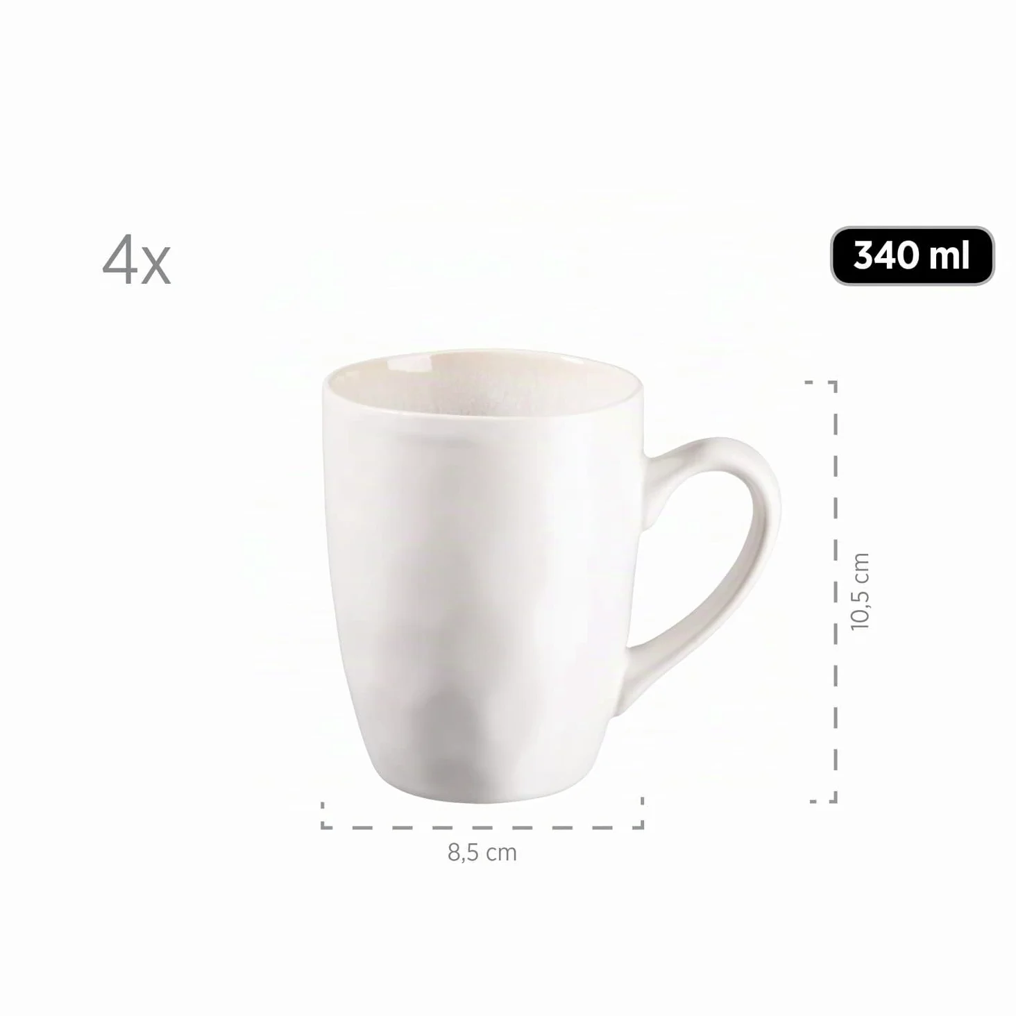 MÄSER Serie Frozen - Vajilla de cerámica para 4 personas, 16 piezas, con formas orgánicas, servicio moteado, color blanco