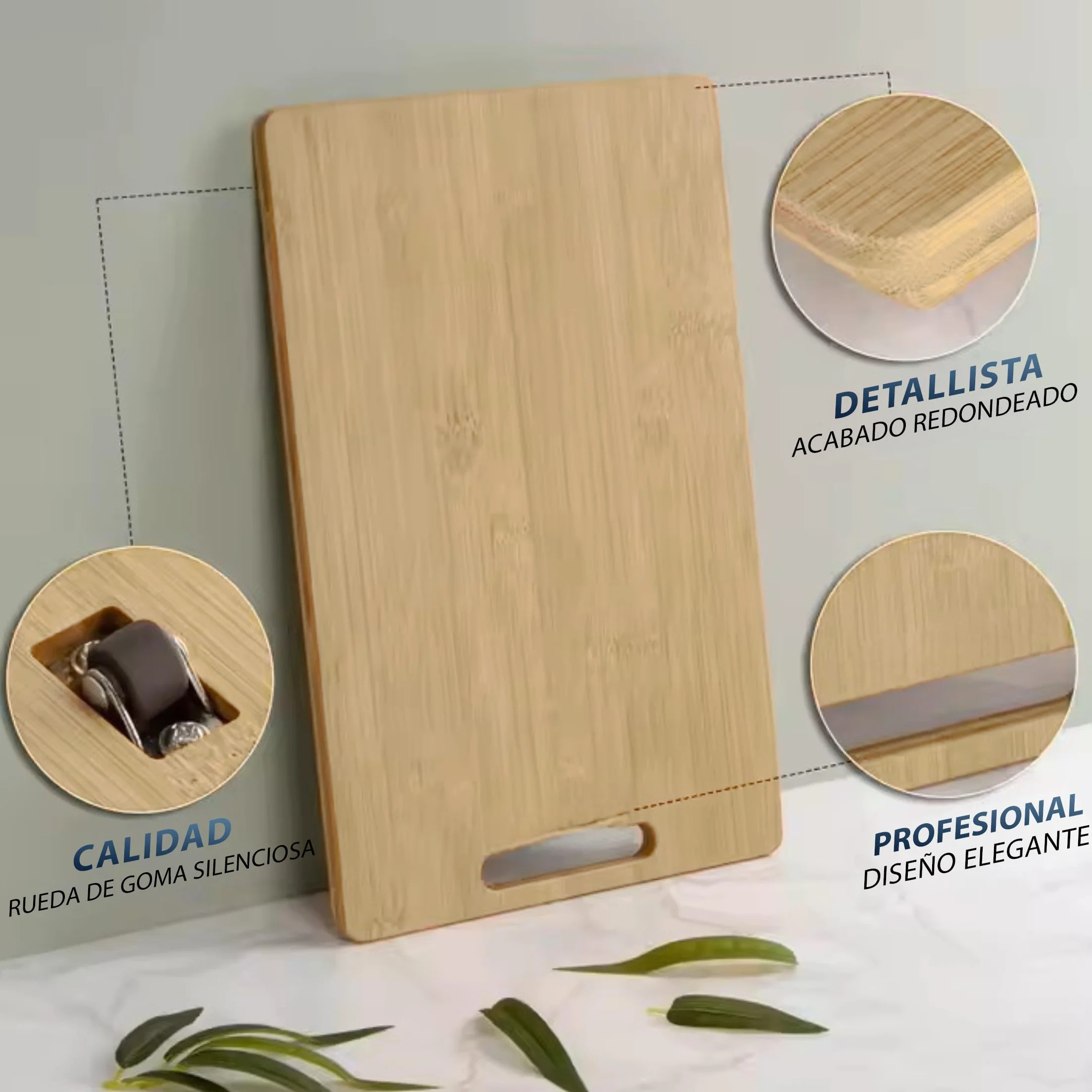 Igma Bandeja Deslizante de Madera Natural para Cafetera y Electrodomésticos - Tabla Deslizante Elegante y Resistente para Cocina - Soporte Deslizante de Bambú (S)