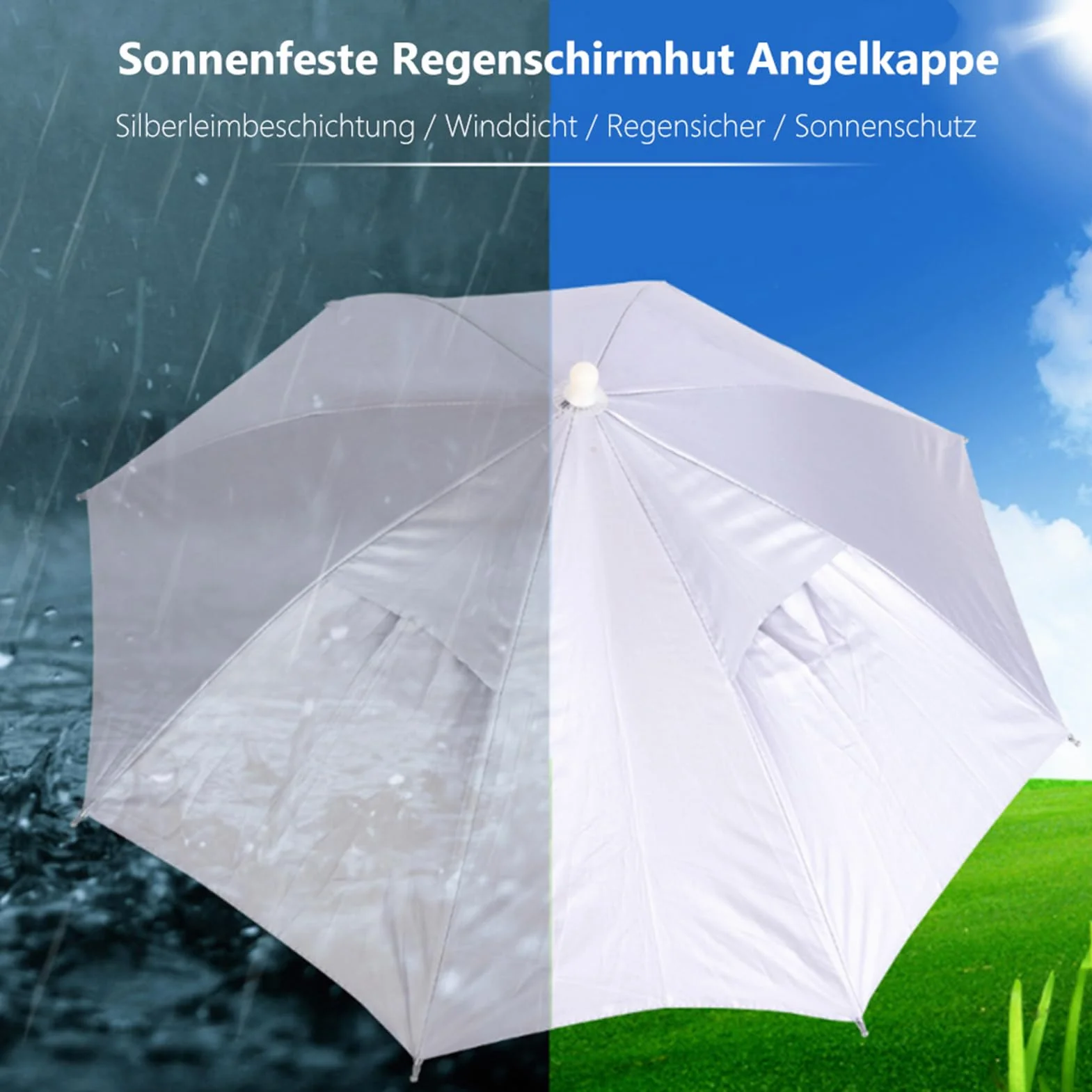 BuyWeek Sombrilla Sombrero Plegable 65 cm Resistente al Agua Protección Solar Paraguas de Pesca