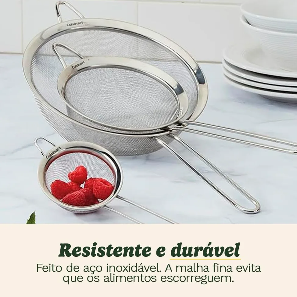 Cuisinart CTG-00-3MS Juego de 3 coladores de malla fina, acero inoxidable, paquete de 3