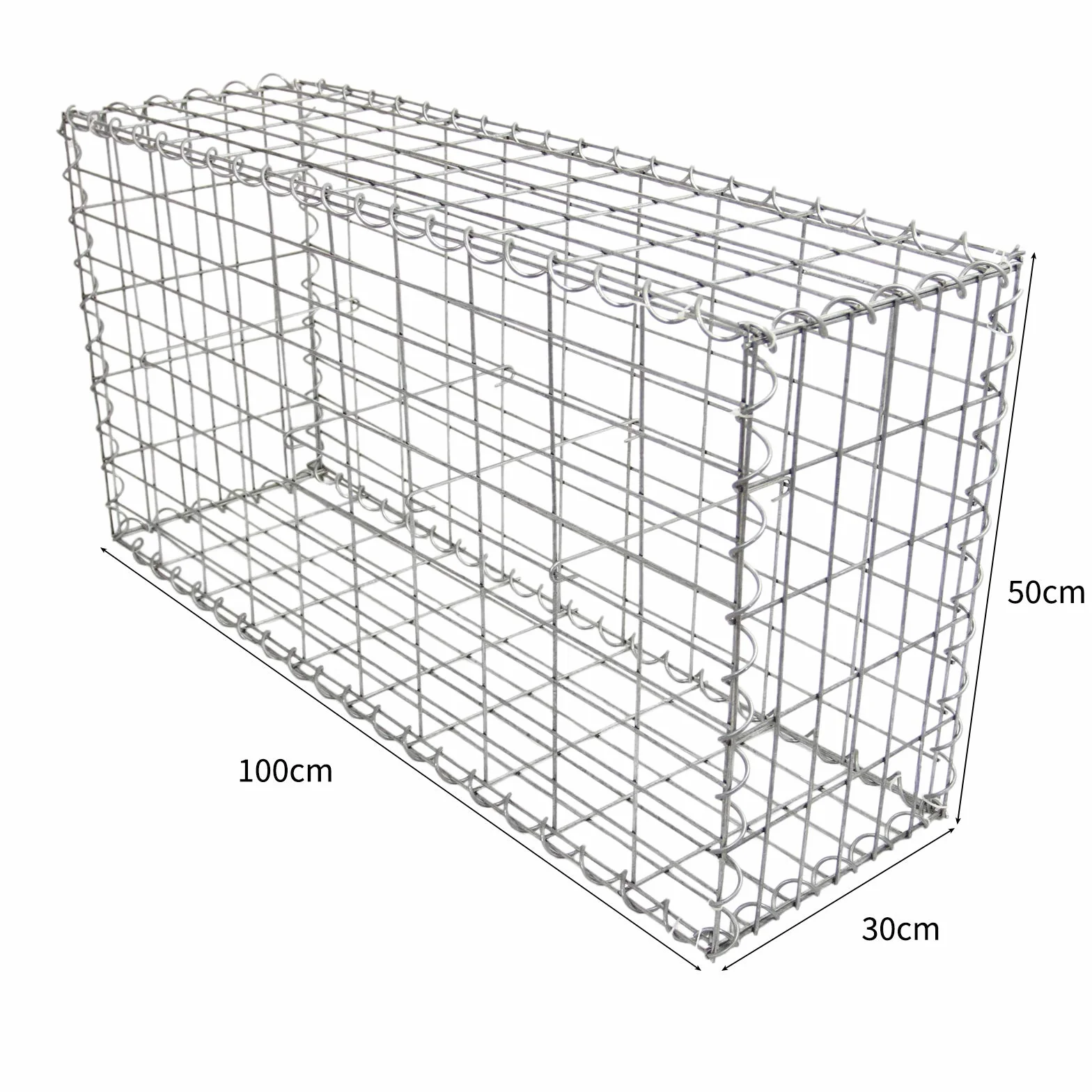 3 Cestas de Gaviones Metálicos 100x50x30cm para Paisajismo Decoración Jardín Exterior Gaviones Resistentes a la Intemperie y Corrosión con Par de Guantes Protectores 90 Conectores + 12 Ganchos GRATIS