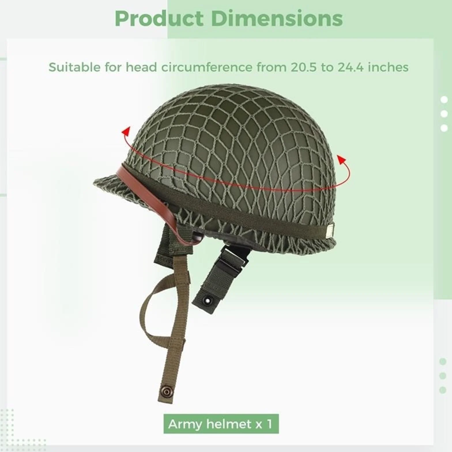 Casco de Trabajo Pesado Casco táctico del ejército de EE. UU. Réplica de Casco de Acero Verde M1 de la Segunda Guerra Mundial con Correa de Barbilla de Lona de Red