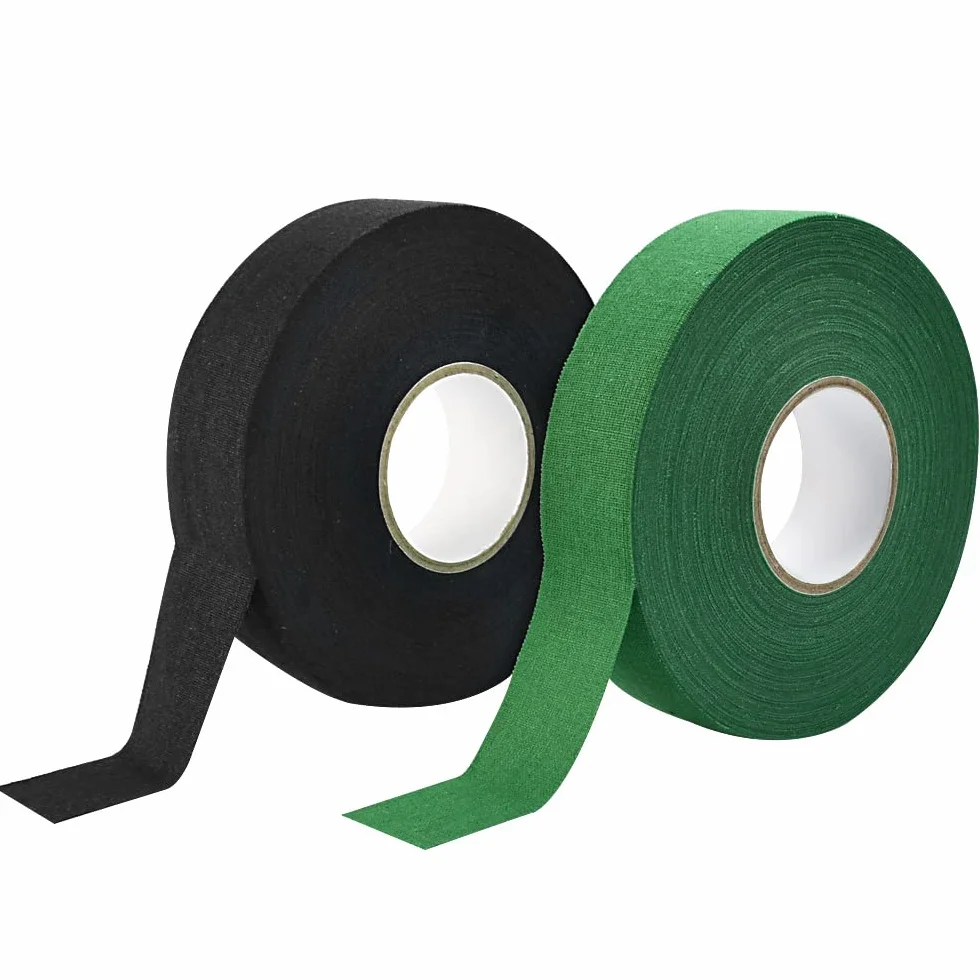 Cinta de Hockey Autoadhesiva 2 Rollos Verde y Negro 2.5cm*25m Antideslizante para Palo de Hockey, Raqueta, Bádminton, Ping Pong