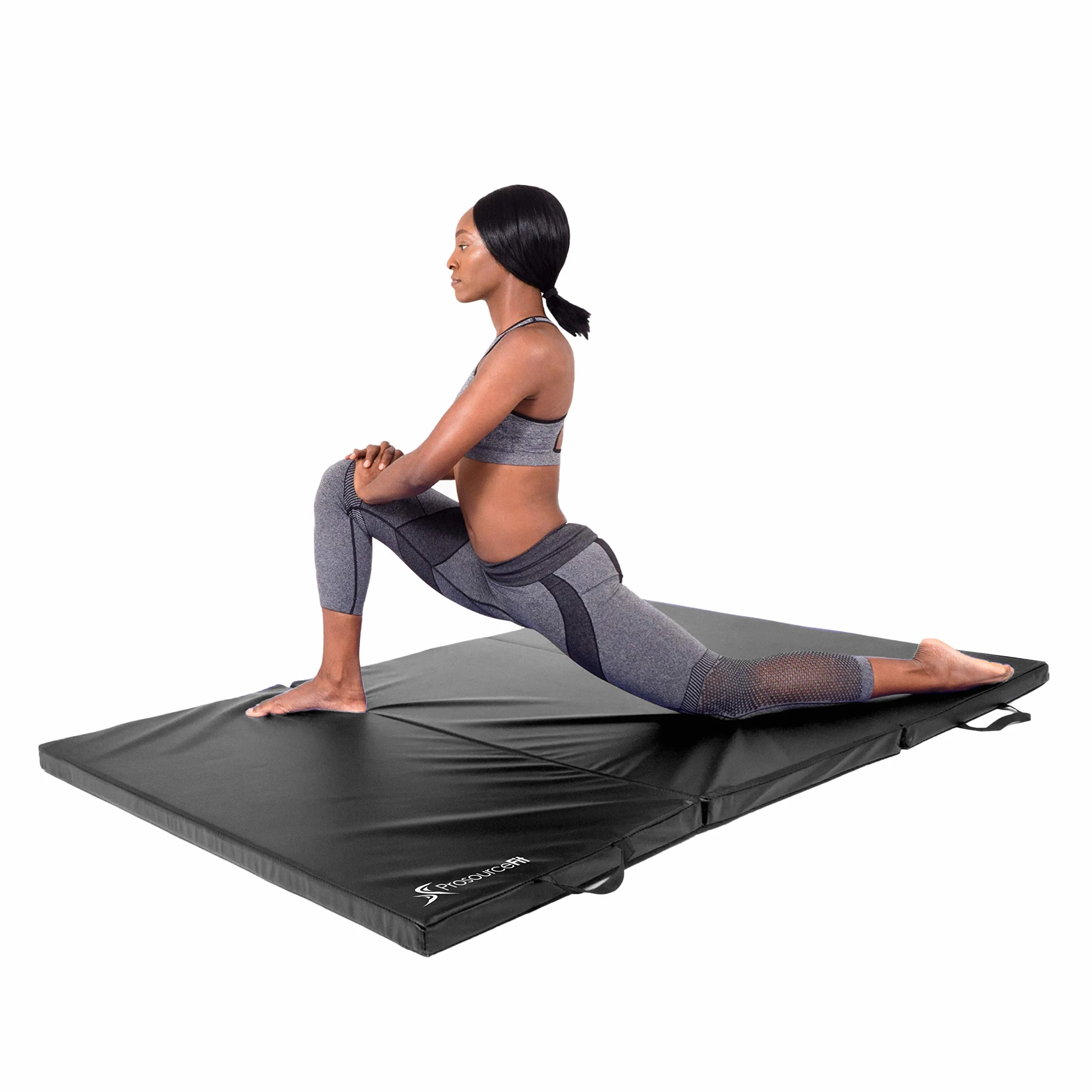 Prosource Fit Alfombrilla de ejercicio plegable 6x4 pies gruesa tres pliegues con asas de transporte para artes marciales gimnasia
