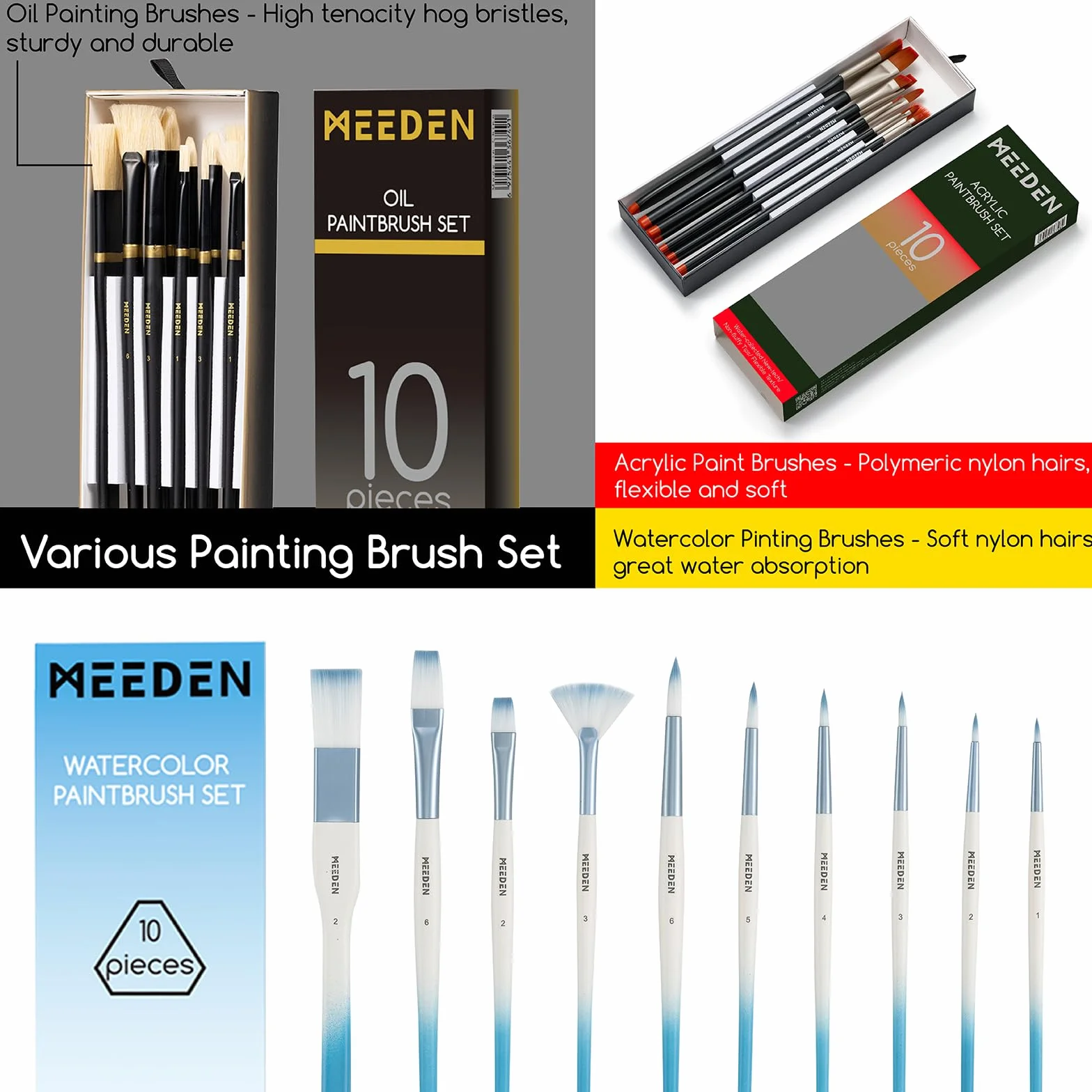 MEEDEN 149pcs conjunto de pintura de caballete francés, conjunto de pintura integrado, conjunto de pintura de acuarela de aceite acrílico y pincel, suministros de pintura de arte para adultos