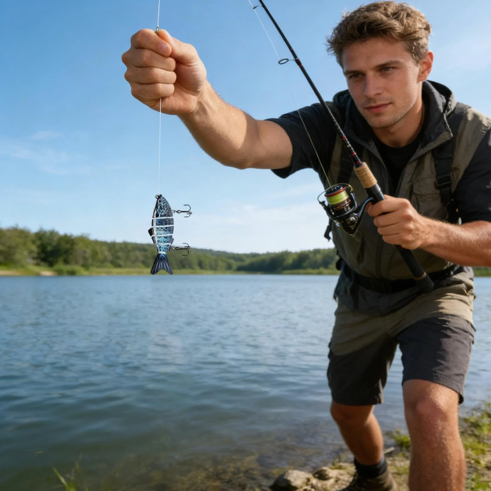 Señuelos para Black Bass, Equipo de Captura con Diseño de 6 Segmentos | Señuelo Duro para Pesca de Bass