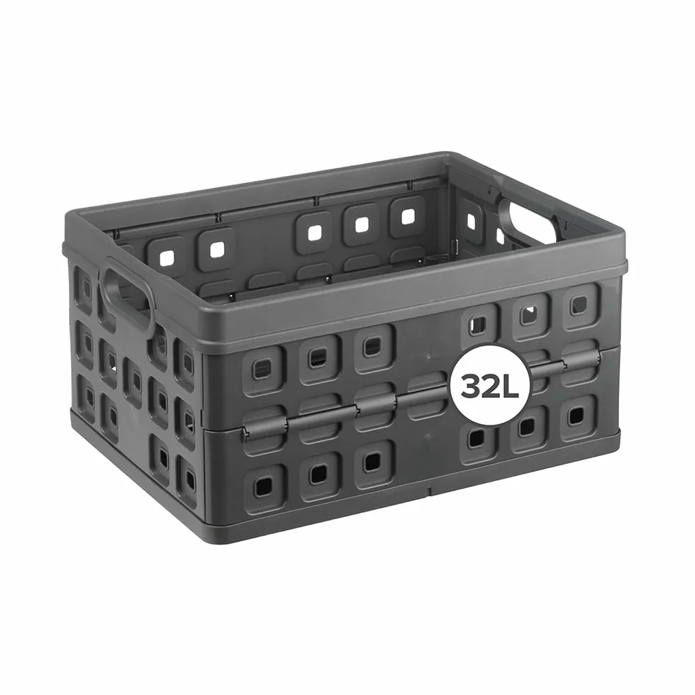 Sunware Square Caja Plegable 32L – 49x36x24,5 cm – Antracita – Caja De Almacenamiento Abierta