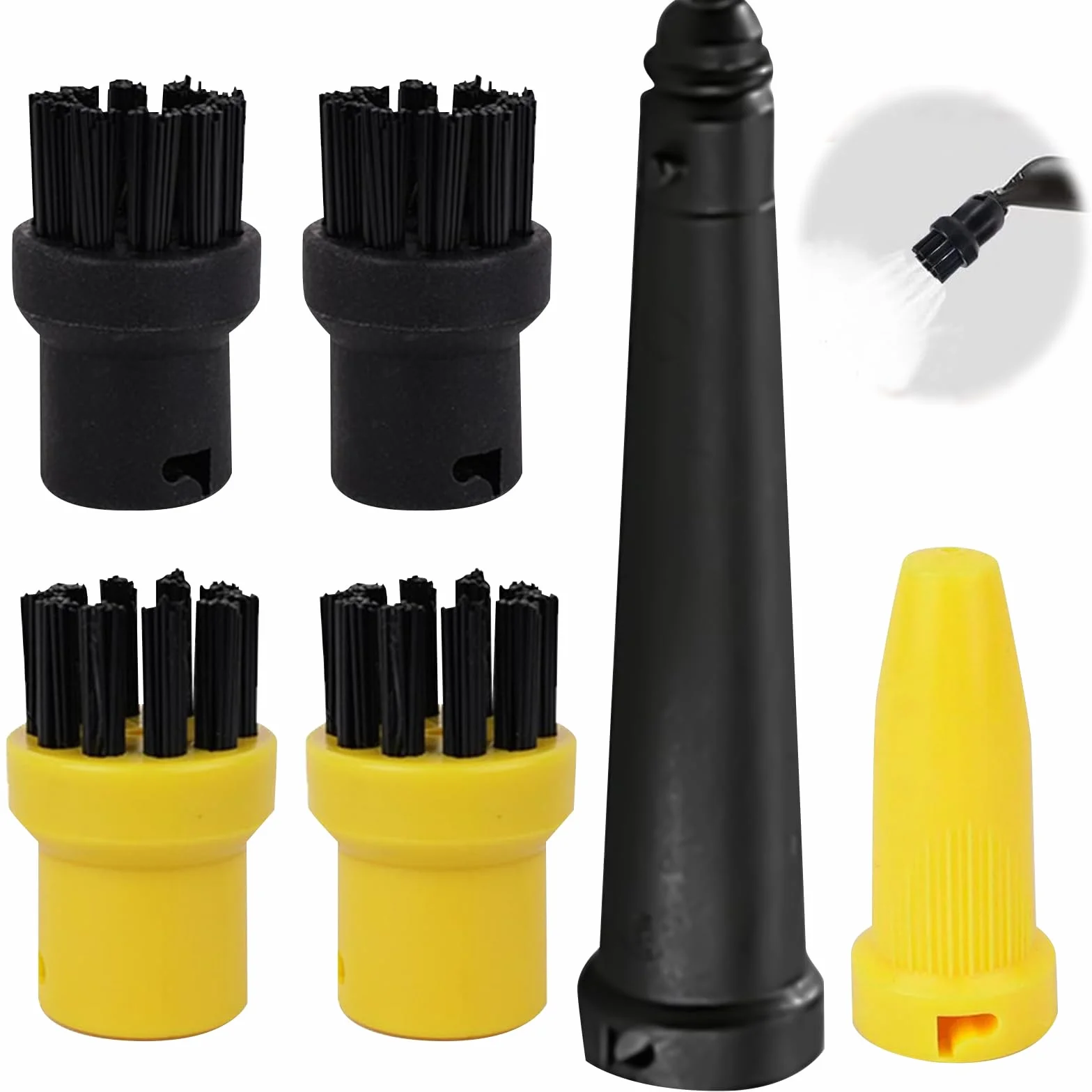 6 Piezas Accesorios Para Limpiador A Vapor para Kärcher SC1-SC5 CTK10 CTK20, Juego De Cepillos Redondos para Kärcher Accesorios Limpiador A Vapor, Repuestos para Kärcher