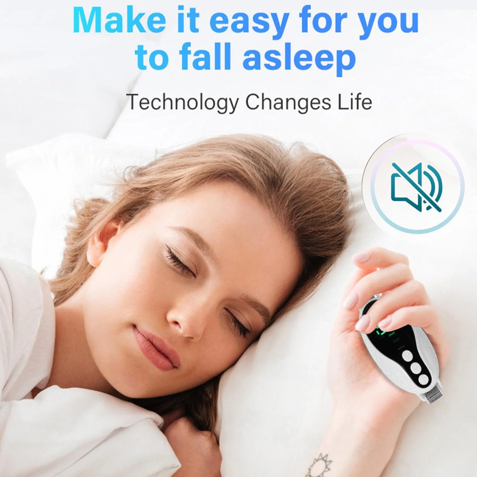 Dispositivo de ayuda para dormir de mano con microcorriente EMS, carga USB portátil