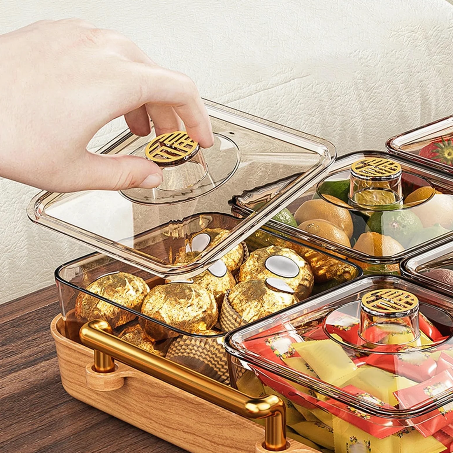 Bandeja dividida for servir refrigerios para Almacenar Nueces | Recipiente for nueces y dulces, plato, bandeja de frutos secos for escritorio de vacaciones, multifuncional