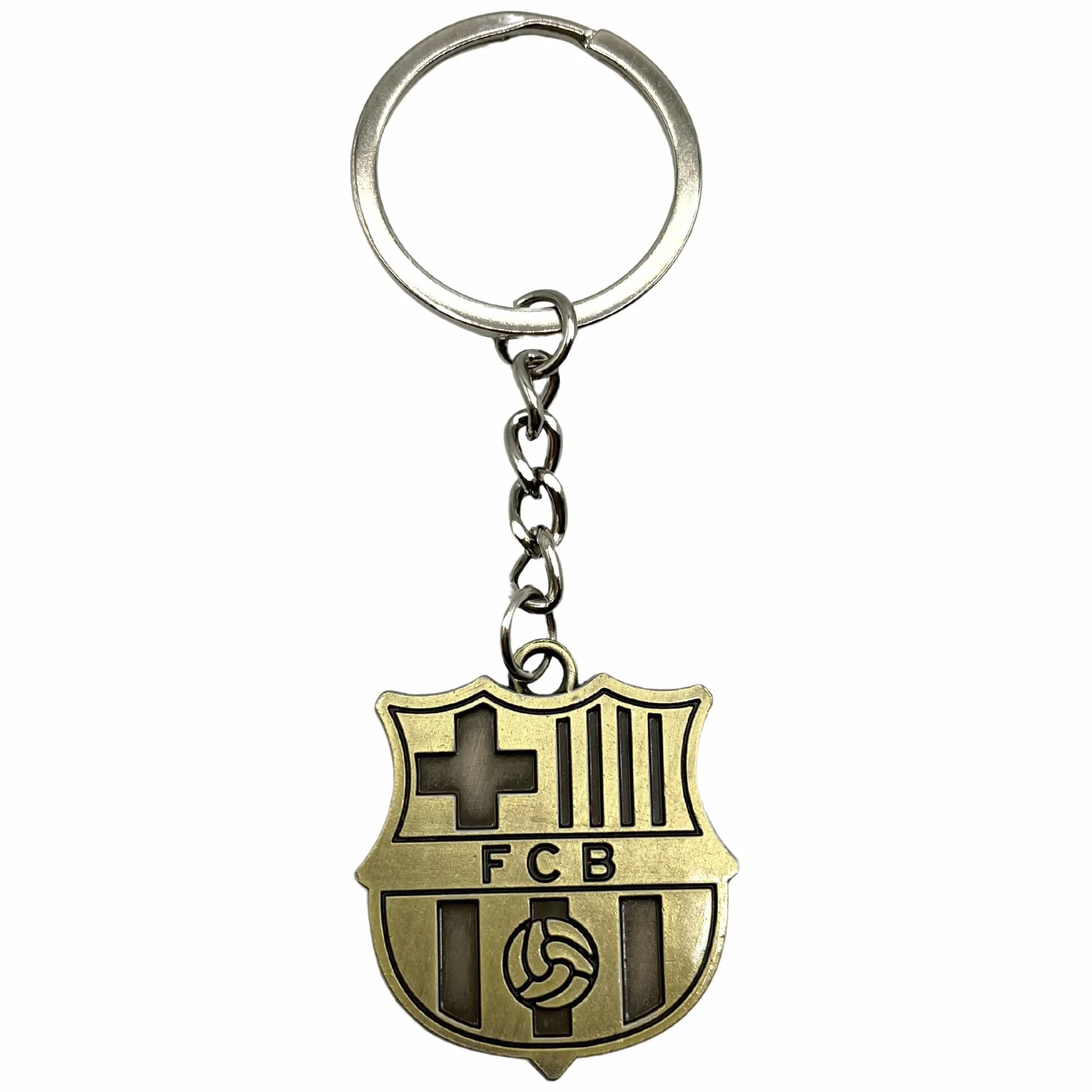 Llavero metálico Barsa dorado con emblema del Barça edición aficionado