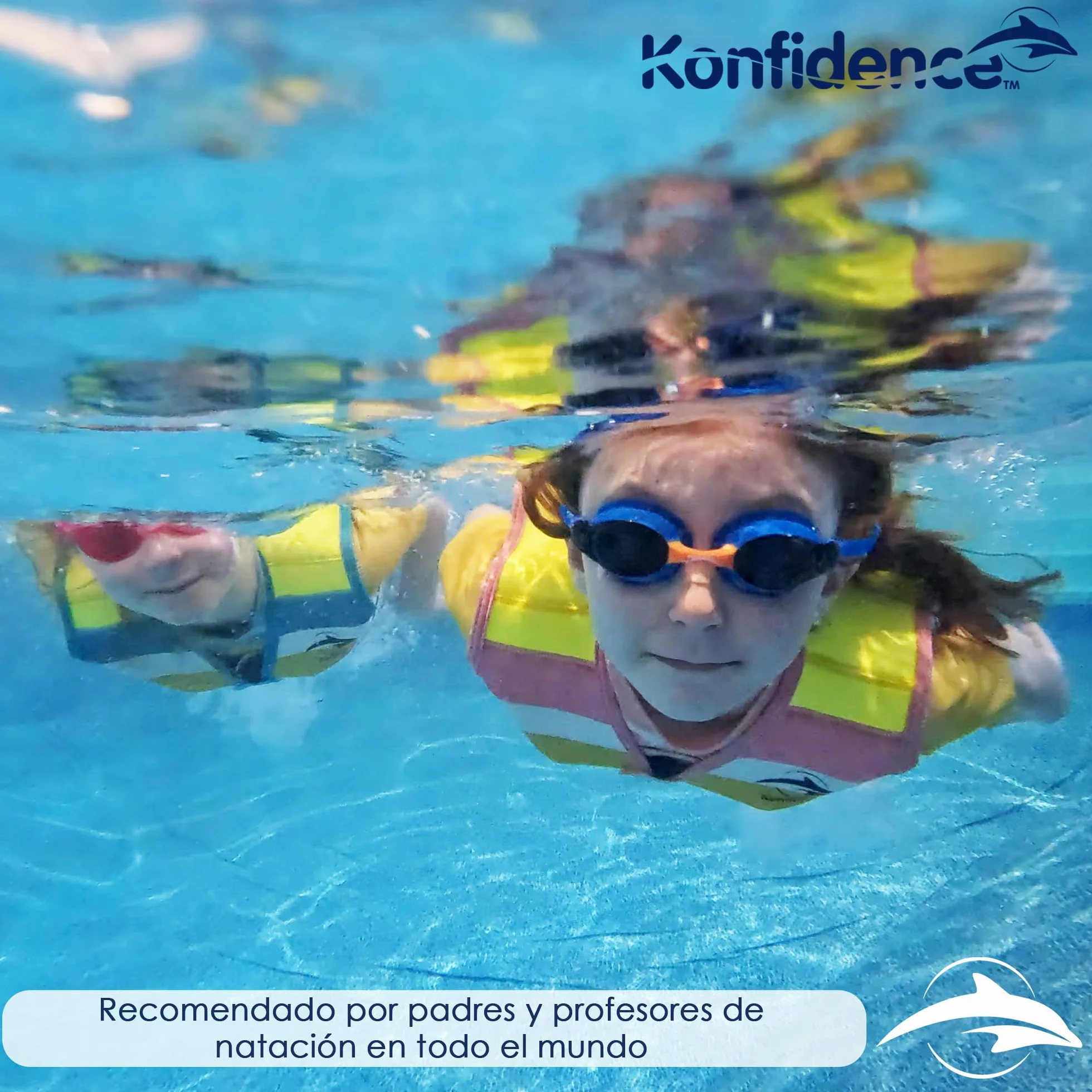 Konfidence Swim Jacket - Chaleco de Natación Premium con Correa de Seguridad Desmontable para Niños | Flotabilidad Ajustable | Cumple con CE | Aprobado por Escuelas