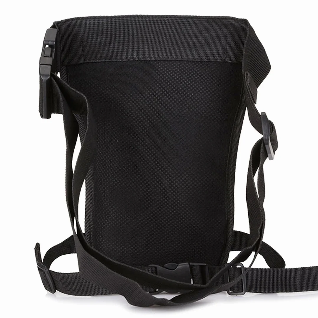 Nylon Bolsa Táctica de Pierna para Hombre Mujer Motocicleta Crossbody Hombro Bolso Cintura Riñonera Fanny Pack Negro