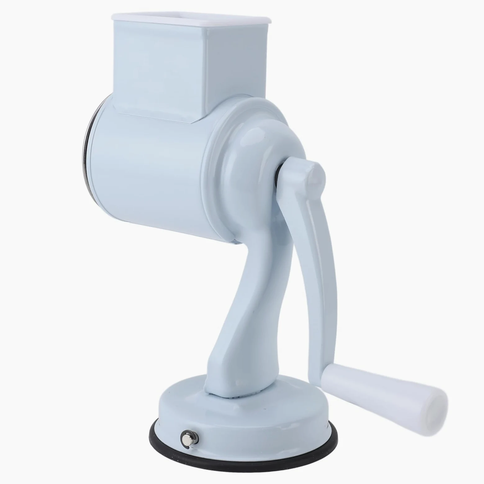 Jiawu Rallador de Queso Manual de Acero Inoxidable con 5 Cuchillas y Intercambiables, Rallador de Verduras con Manivela para Cocina de Patatas y Nueces, Base de Ventosa (WHITE)