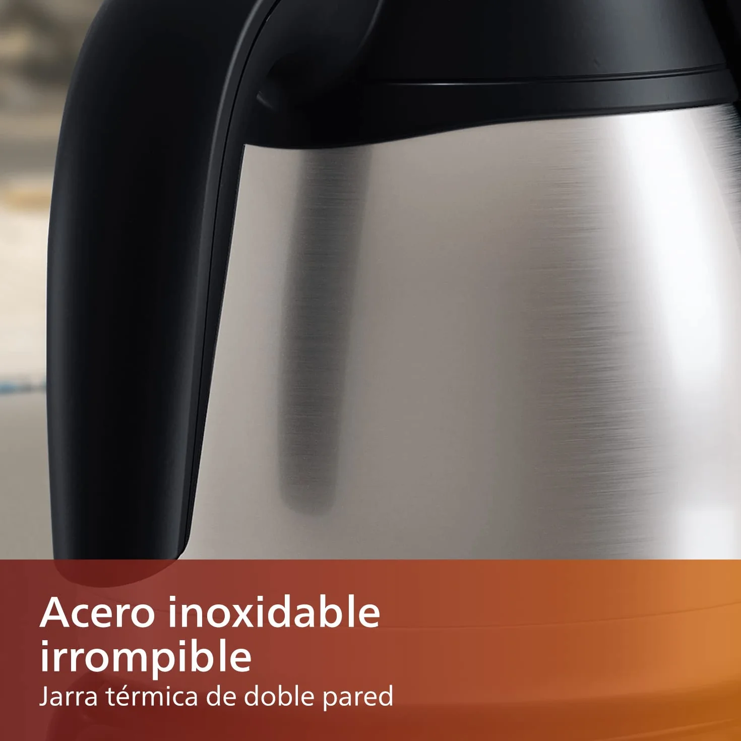 Philips Cafetera - Jarra Térmica 1.2L, hasta 15 Tazas, Acero Inox, Plateado/Negro (HD7546/20)
