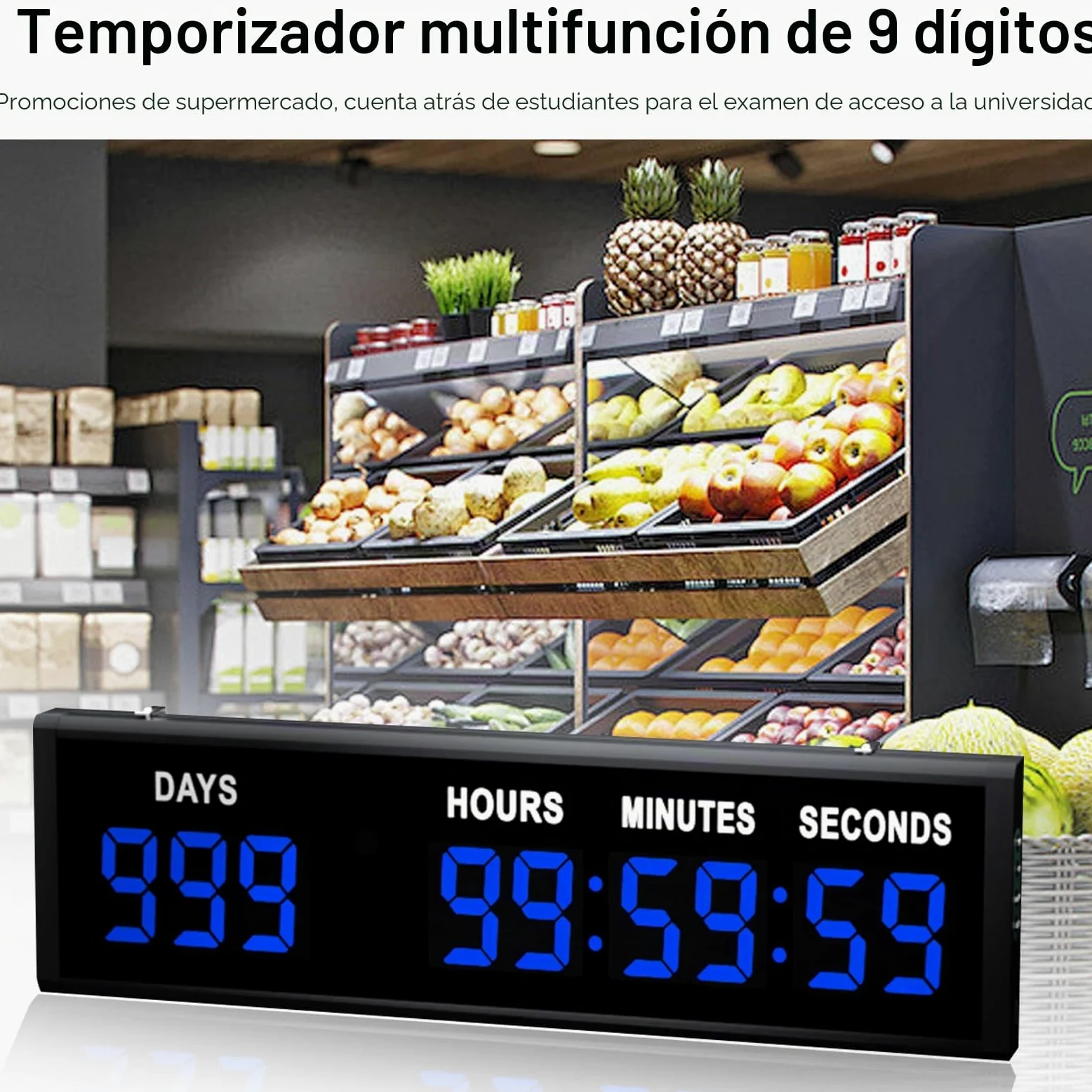 Aisny Temporizador Digital de Cuenta Regresiva, Gran Temporizador de 999 días con Control Remoto Calendario Multifuncional de Cuenta Regresiva para Jubilación Cumpleaños Días Festivos Bodas (Azul)