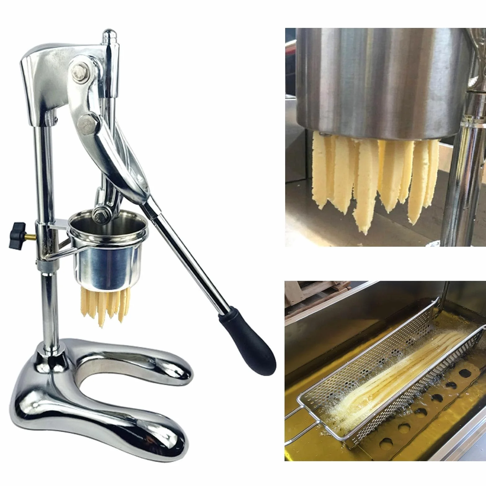 Máquina para hacer fideos y patatas, de acero inoxidable, para preparar patatas fritas, extrusora de cocina para restaurantes, crea papas fritas largas fácilmente