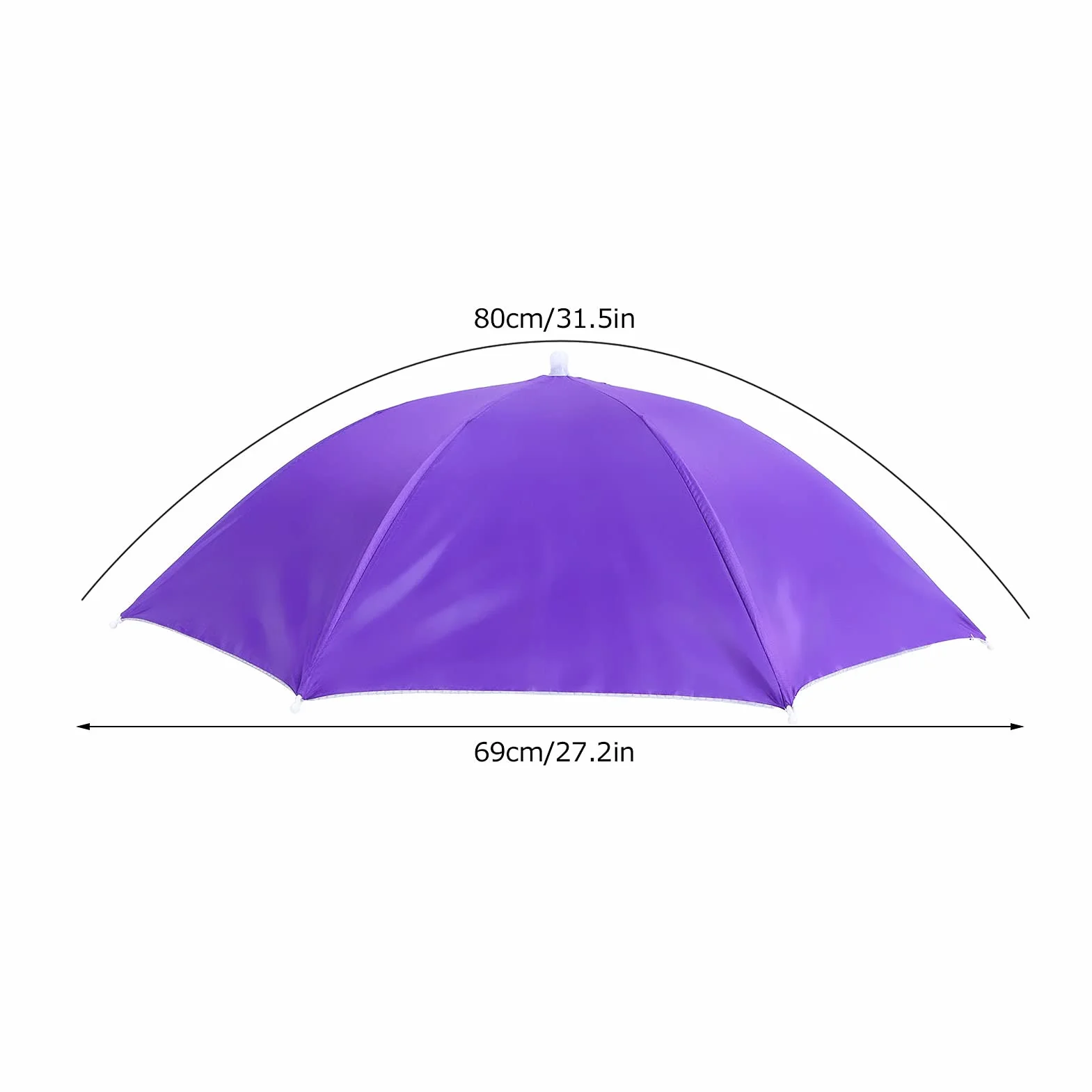 Buachois Paraguas de Pesca a Prueba de Viento con Protección Solar, Gorro de Paraguas Manos Libres Plegable para Senderismo (Púrpura)